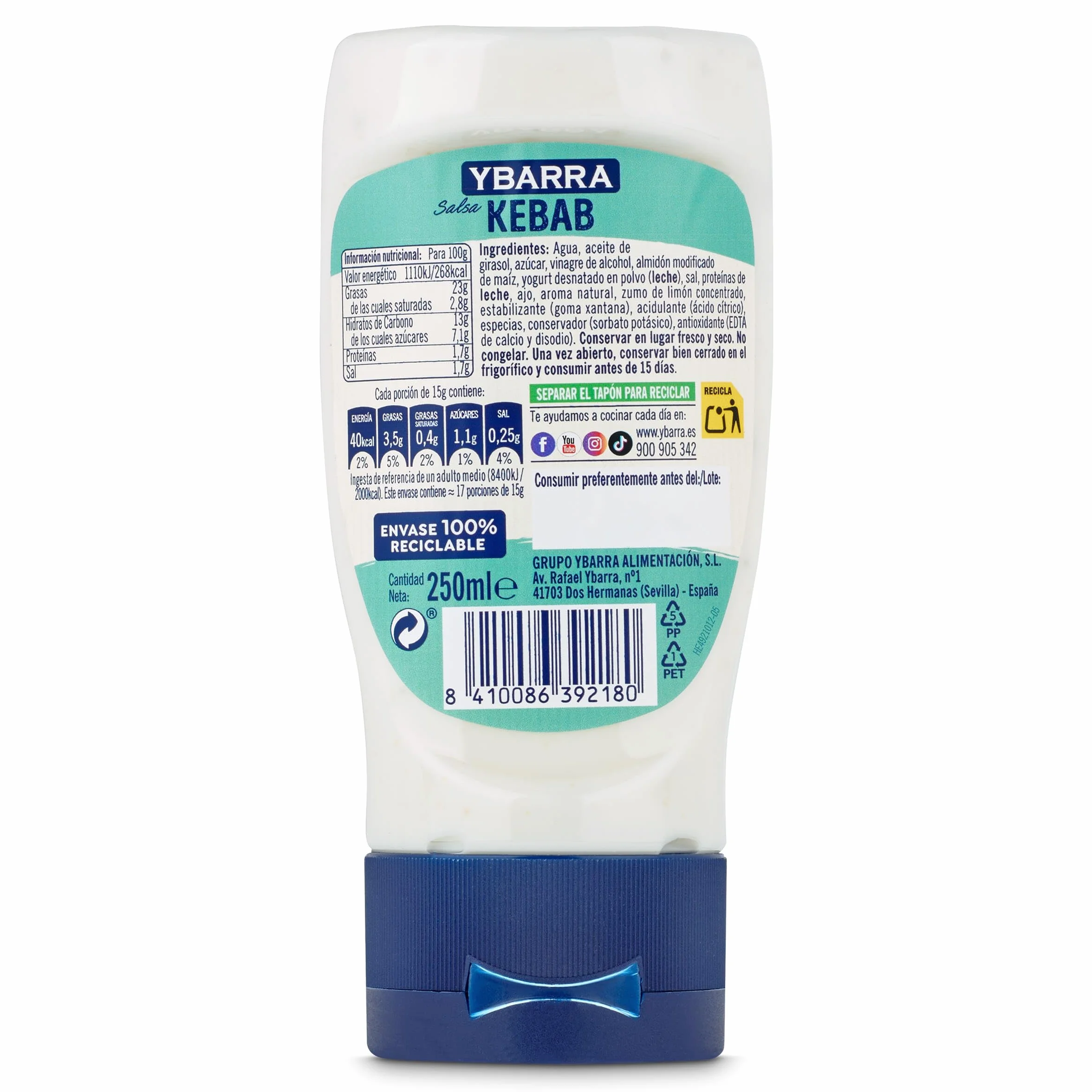 Ybarra Salsa Kebap Sin Gluten 250ml
