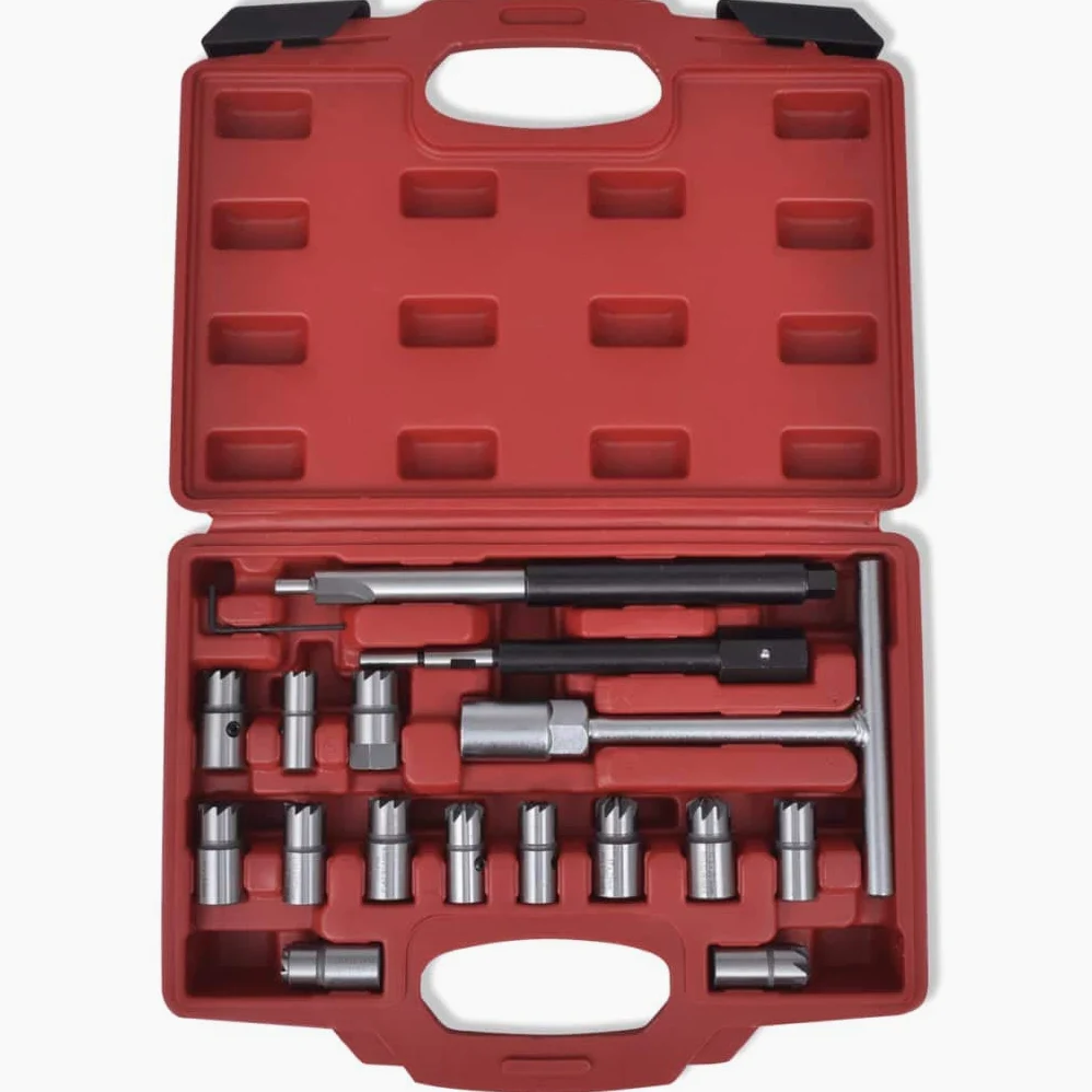 Diesel Inyector - Juego de fresas para asiento de sellado (17 piezas, en maletín para motores de carril común, herramientas de mano para coche, coche, taller, reparación, mantenimiento y