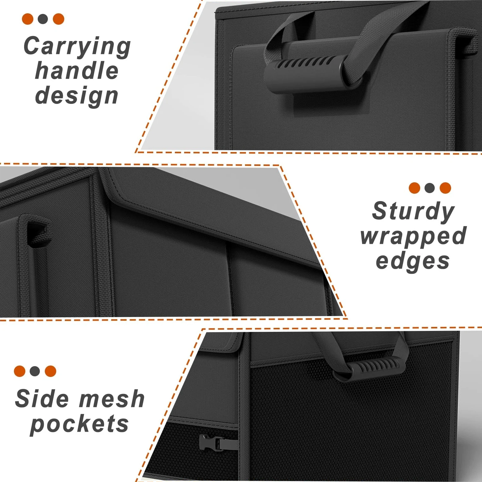 Organizador de maletero plegable con asas reforzadas, bolsa de carga impermeable para coches, material Oxford 600D duradero, perfecto para almacenamiento de vehículos