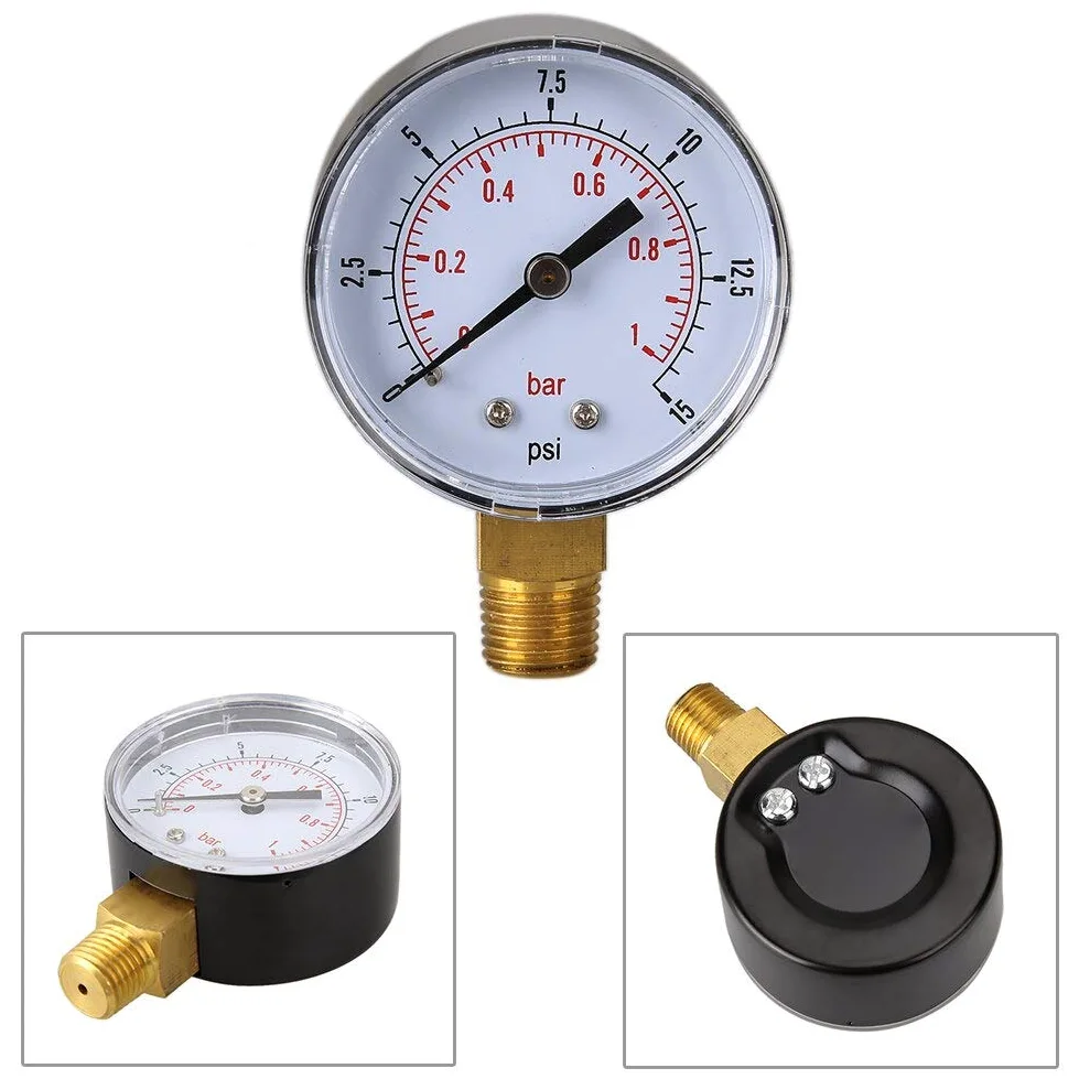 Manómetro 0/15 PSI 0/1 Bar, medidor de presión de combustible, compresor de aire, medidor de presión hidráulica, manómetro de doble escala