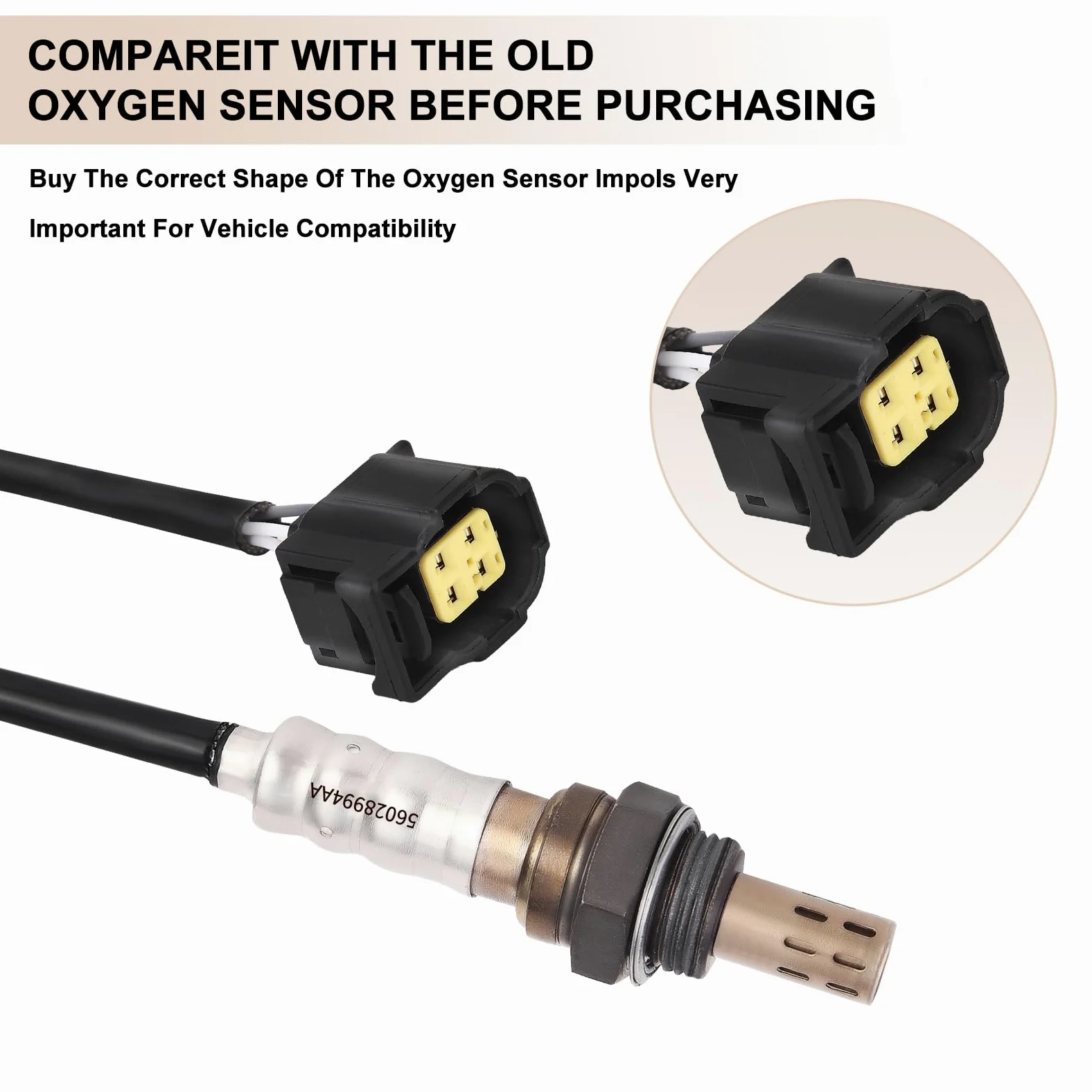 Sensor de oxígeno de O2 ascendente descendente 56028994AA compatible con Chry 300 Dodge Dakota Durango Ram 1500 Jeep Wangler Commander Grand Cherokee Liberty Raider reemplaza # 56028994AB, 4 unidades