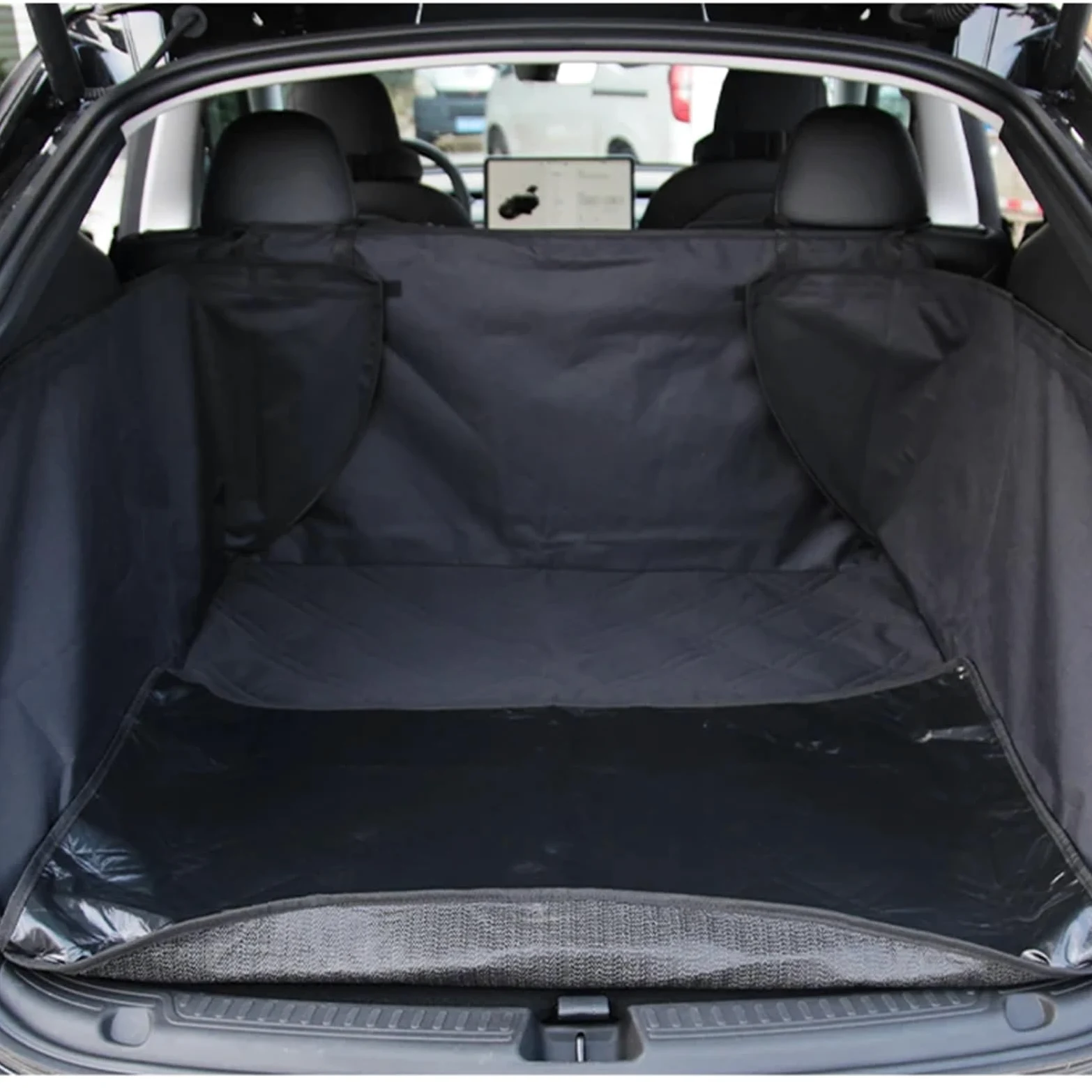 Protector Maletero Coche Alfombrilla para Maletero Trasero para Mascotas, Compatible con Tesla Model Y HW4.0 2024-23, Funda de Tela Oxford Impermeable para Asiento de Perro.