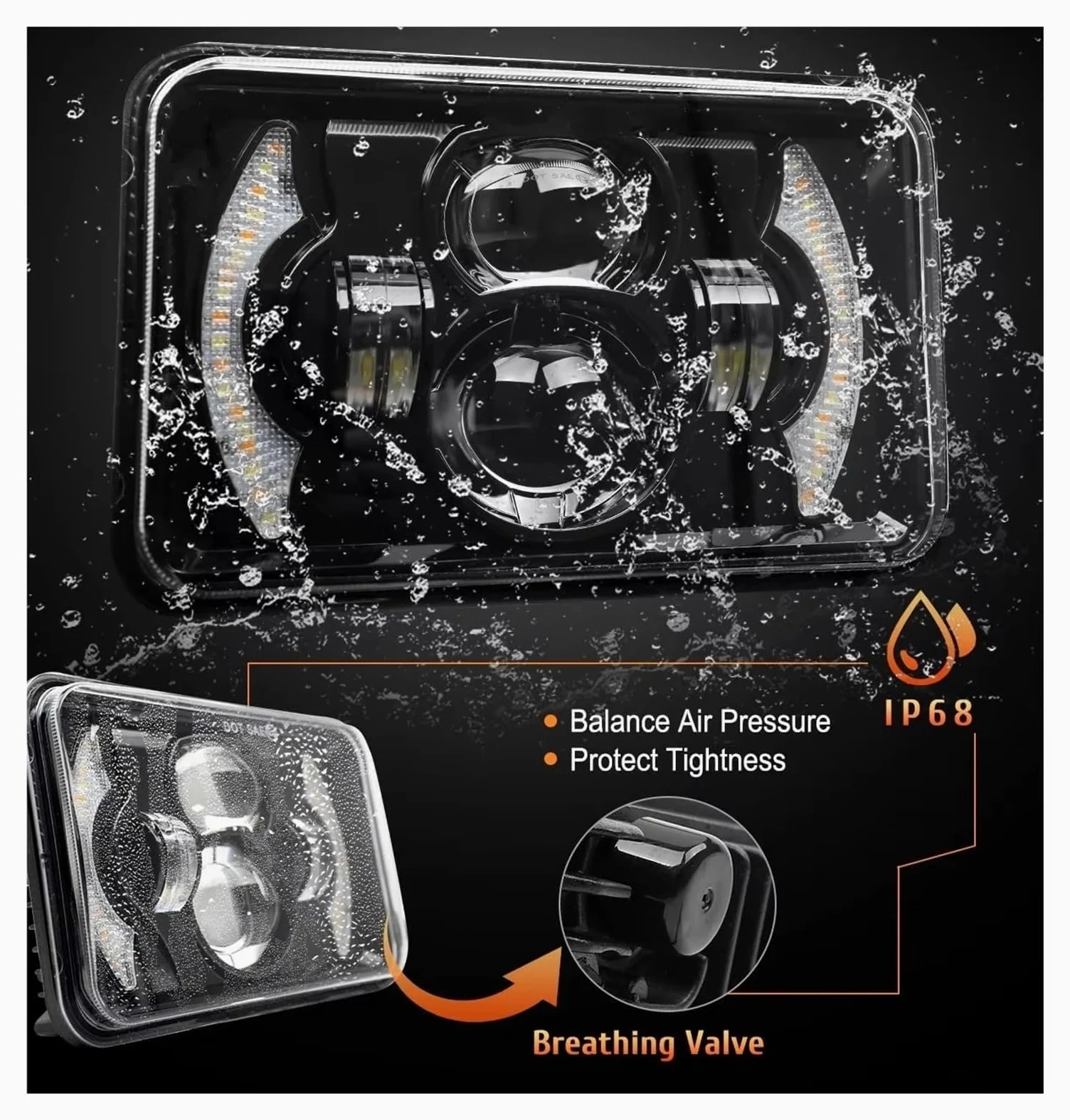 Faros Delanteros Faros Delanteros LED H4 80W, 4x6 Pulgadas, Proyector Luz Trabajo Haz Alto Bajo H4651 H4652 H4666, Conversión Camión Todoterreno FARO PRINCIPAL(2PCS)