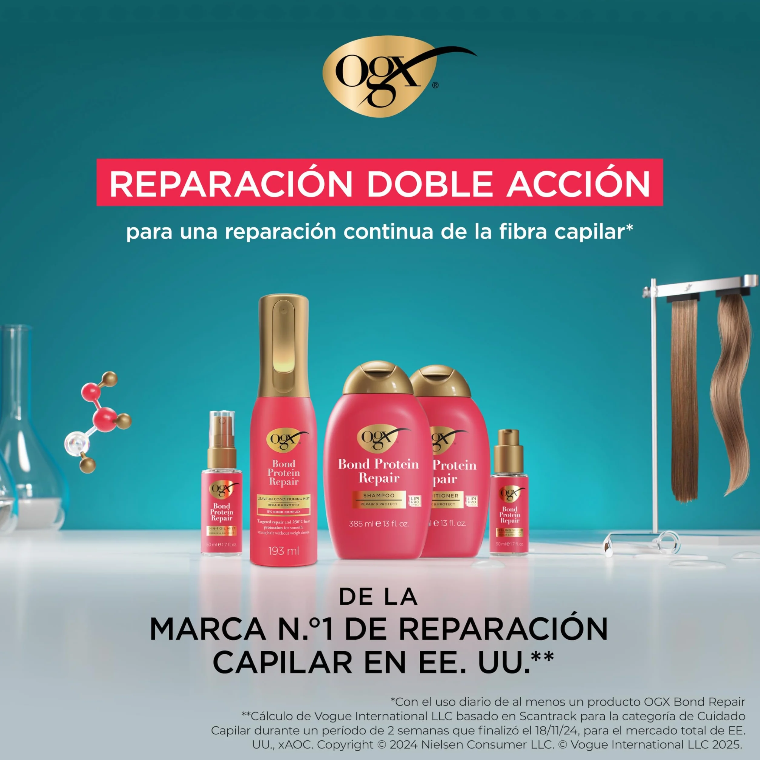 OGX Bond Protein Repair Leave in Conditioner Mist 193 ml protector térmico 230°C cabello seco dañado