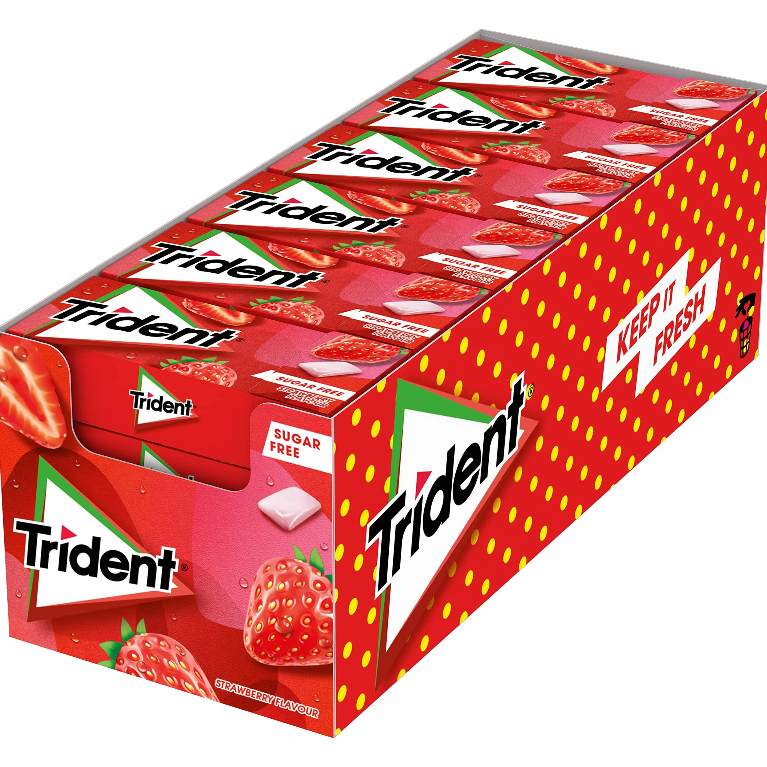 Trident Fresh Gragea Fresa Chicles sin Azúcar con Sabor a Fresa Paquete de 24 Envases de 14,5 g