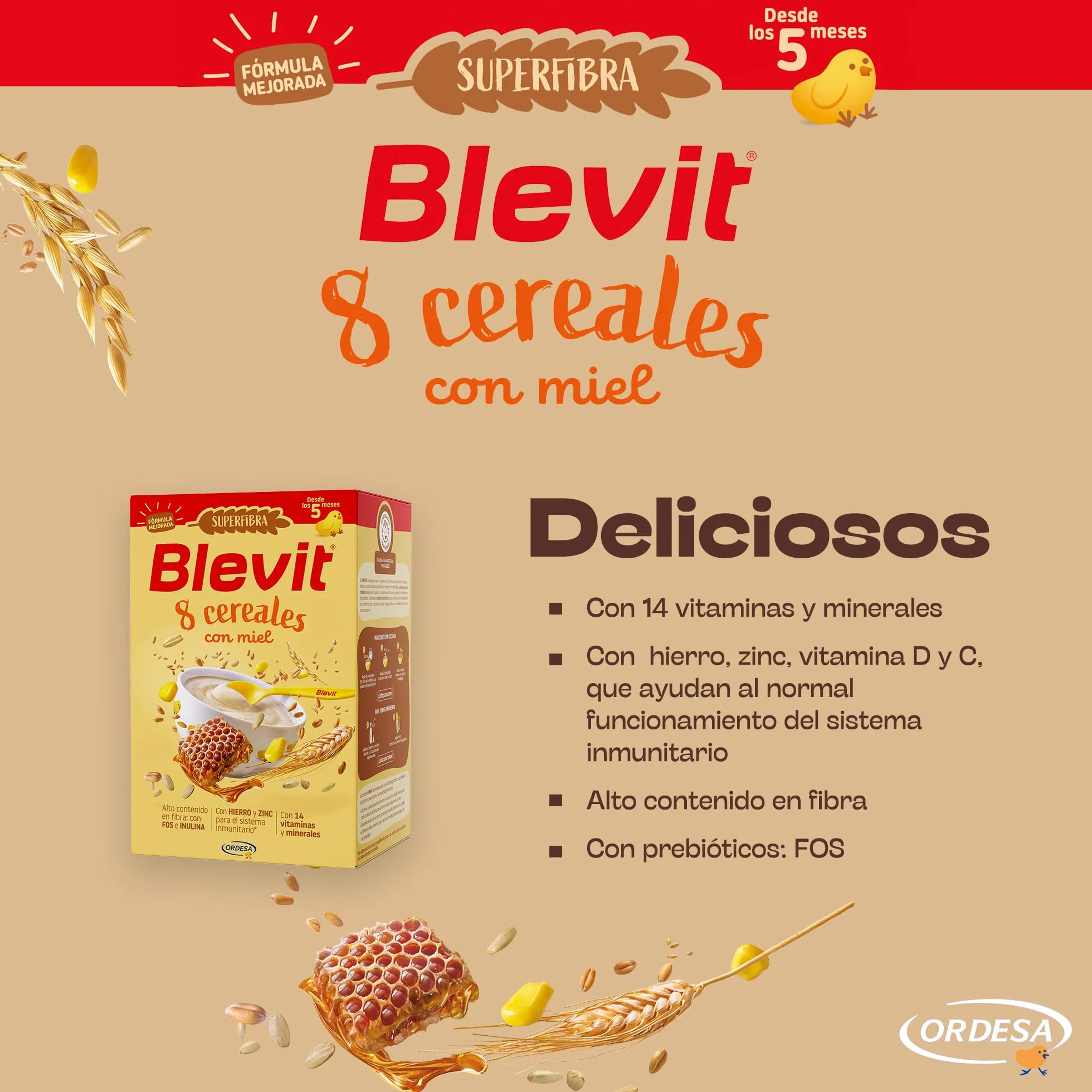 Blevit Superfibra 8 Cereales con Miel 500g Papilla para Bebé 5 Meses