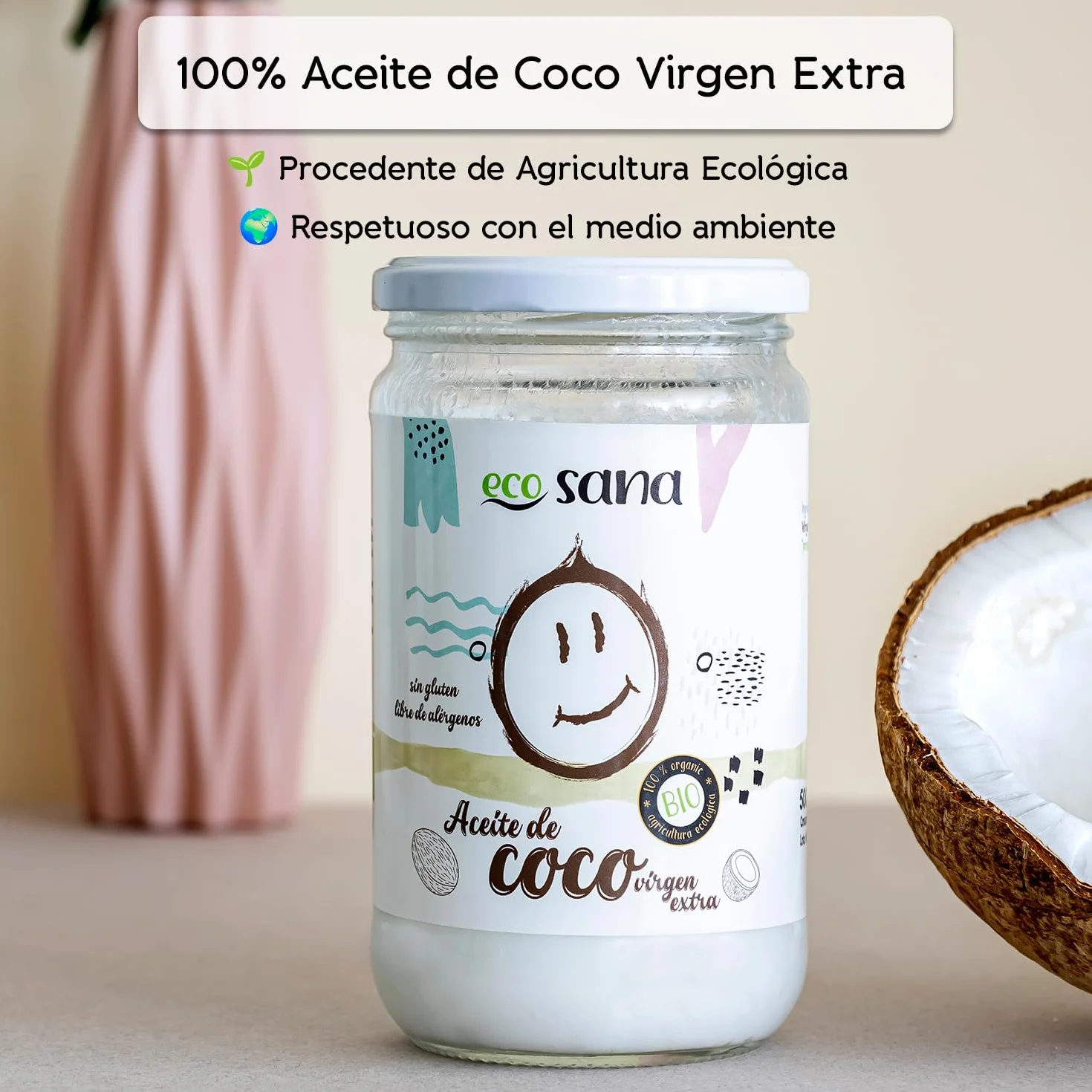 Drasanvi ECOSANA Olej Kokosowy Extra Virgin Certyfikowany BIO 500ml