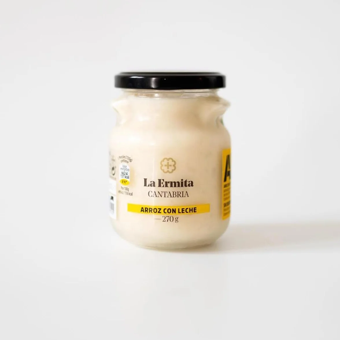 LA ERMITA Arroz con Leche Postre Lácteo Tradicional Tarro de Cristal Canela Limón Sin Gluten 270 g Pack 6