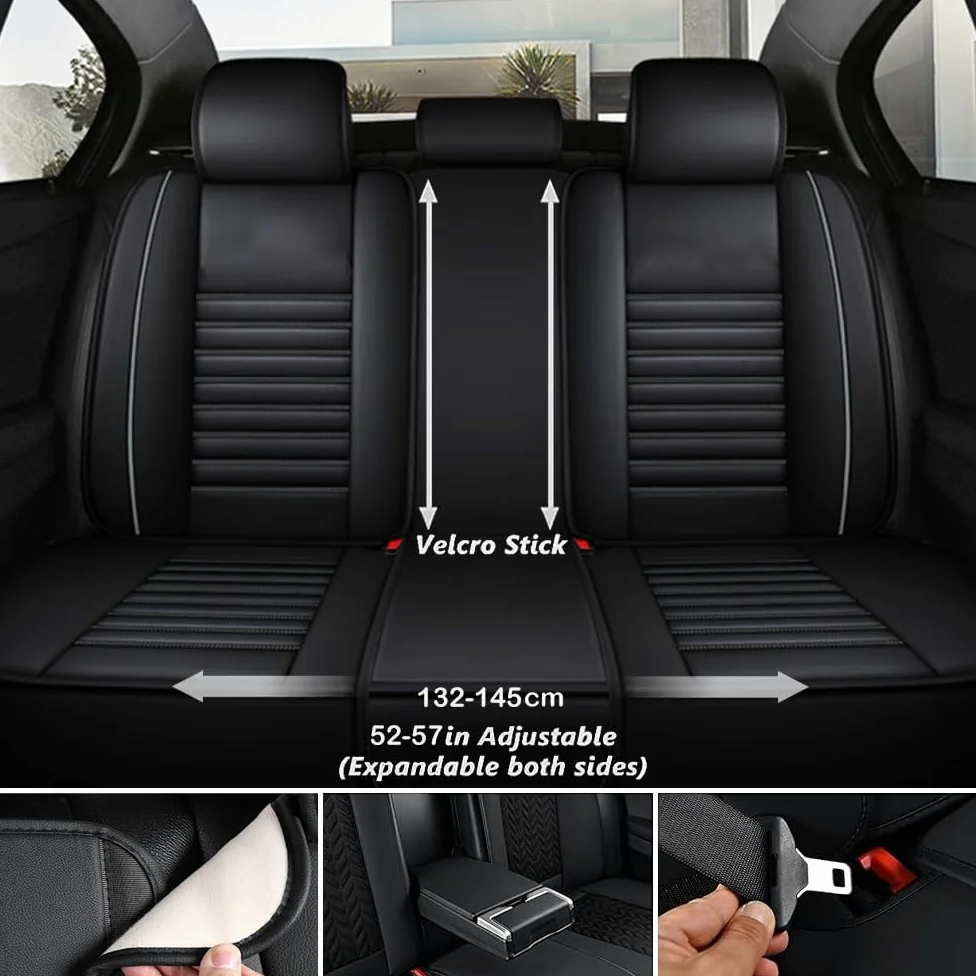 Mitsubishi ASX Eclipse Cross L200 Lancer Mirage Outlander Shogun, juego de 5 piezas de fundas universales de cuero para asientos de coche, transpirables, resistentes a la suciedad y al