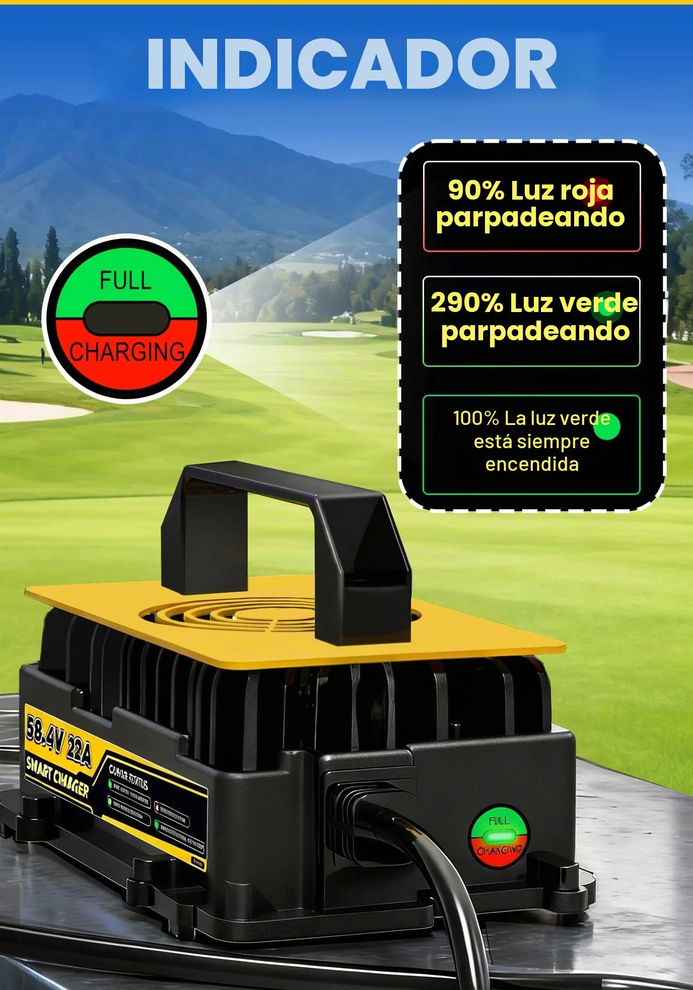 58,4V 22A Cargador de Batería Litio para 48V (51.2V) LiFePO4 Baterías, 48V Cargador de Batería LiFePO4 para Autocaravanas, Barcos, Vehículos Marinos y Sistemas Solar