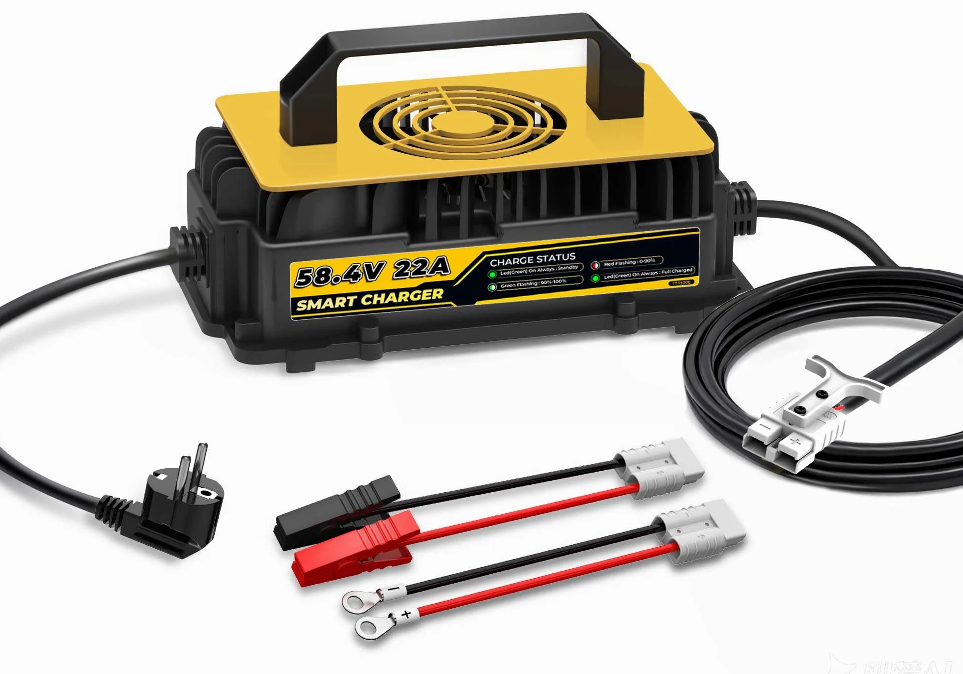 58,4V 22A Cargador de Batería Litio para 48V (51.2V) LiFePO4 Baterías, 48V Cargador de Batería LiFePO4 para Autocaravanas, Barcos, Vehículos Marinos y Sistemas Solar