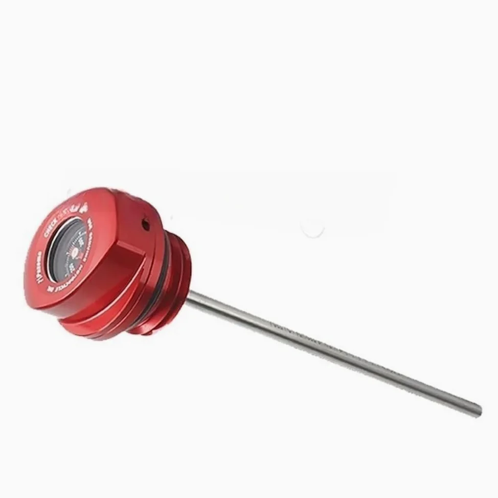 Combustible Varilla Accesorios para Motocicletas Varilla De Medición Temperatura Aceite Motor Tapa Tanque con Indicador(Red)