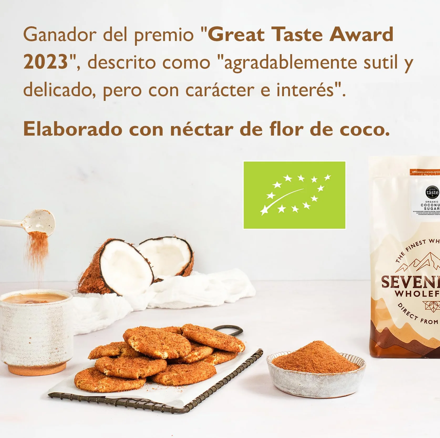 Azúcar de Coco Orgánico 1.8 kg de Sevenhills Wholefoods Bajo Índice Glucémico para Repostería