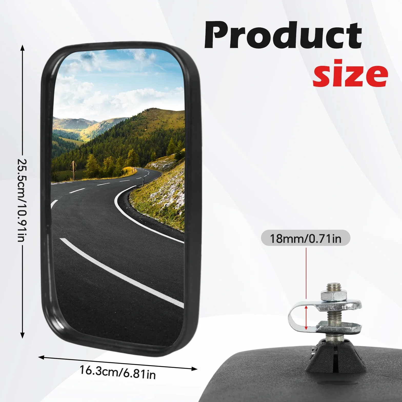 Espejos universales para tractor 25,5x16,3 cm PVC retrovisores camión autobús con carcasa soporte