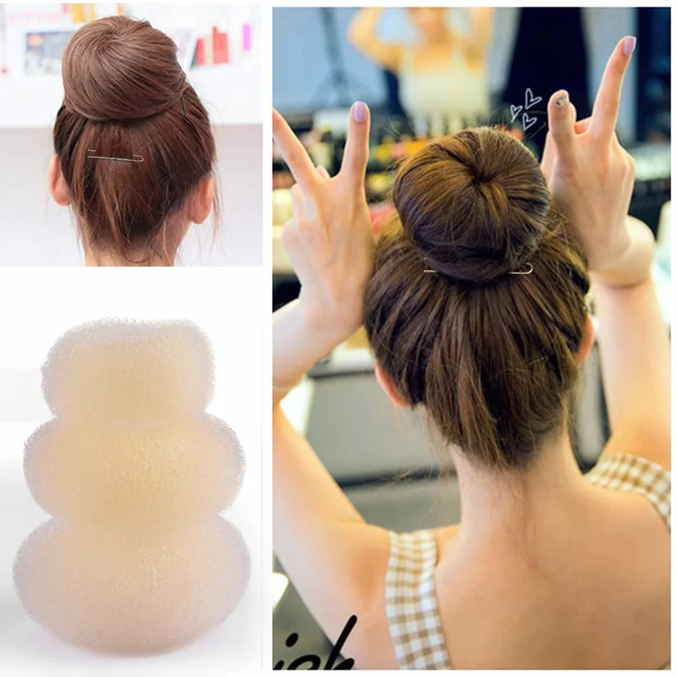 Donut Moño 6 Piezas con 20 Clips en Forma de U Kit Accesorios de Peinado para Mujeres