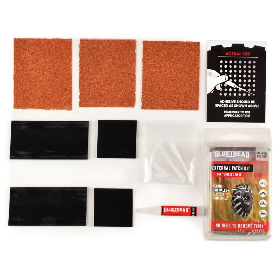 Kit de parche externo GlueTread para reparación de neumáticos, set de parches para reparación de grietas y pinchazos en la parte exterior del neumático, uso en offroad para camiones, tractores, ATV