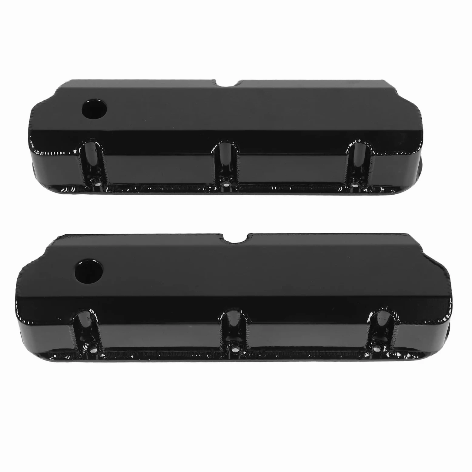 aqxreight Tapa de Válvula Alta DM 4413 BK Pernos Cortos Tapa de Válvula de Aluminio con Orificio de Ventilación para Motor V8 de Bloque Pequeño 289 302 351W 1962 1985 Negro