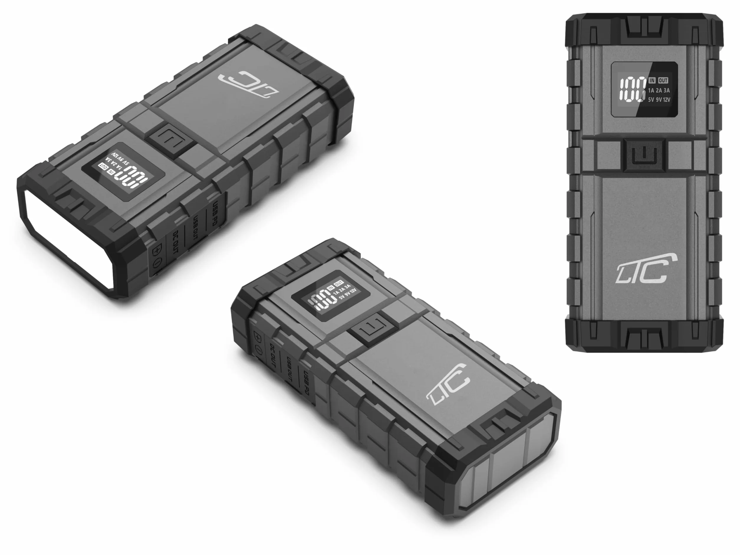LTC Jump Starter Power Bank USB para Coche Arrancador Compacto 24000MAH/2500A Power Bank QC TYP-C PD 65W/USB out 3A DC 12V