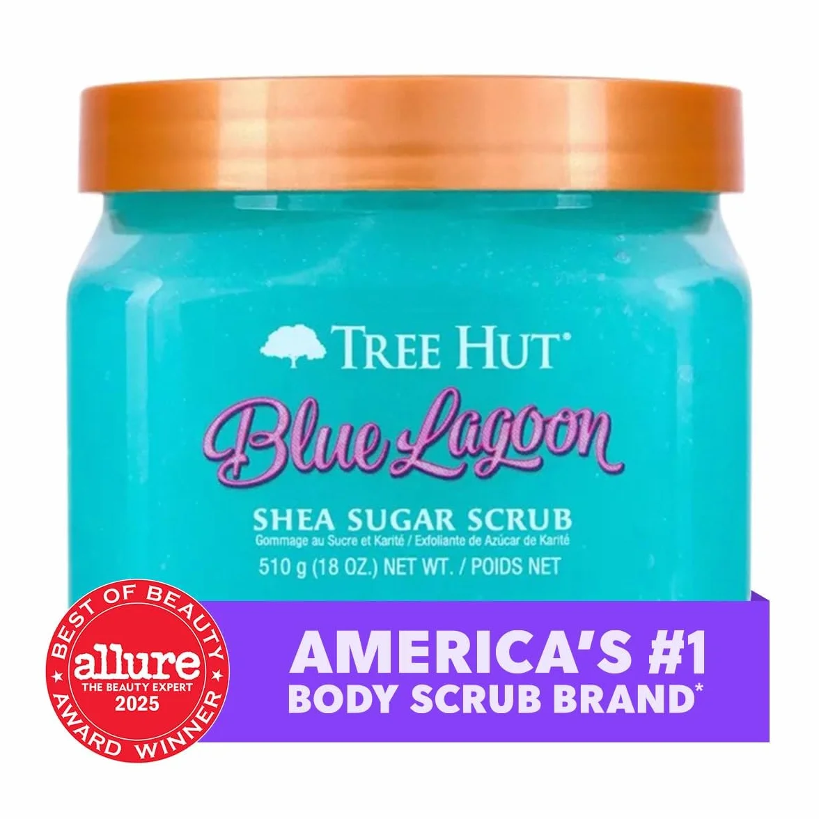 Tree Hut Blue Lagoon Exfoliante de azúcar de karité 18 onzas exfoliante corporal hidratante
