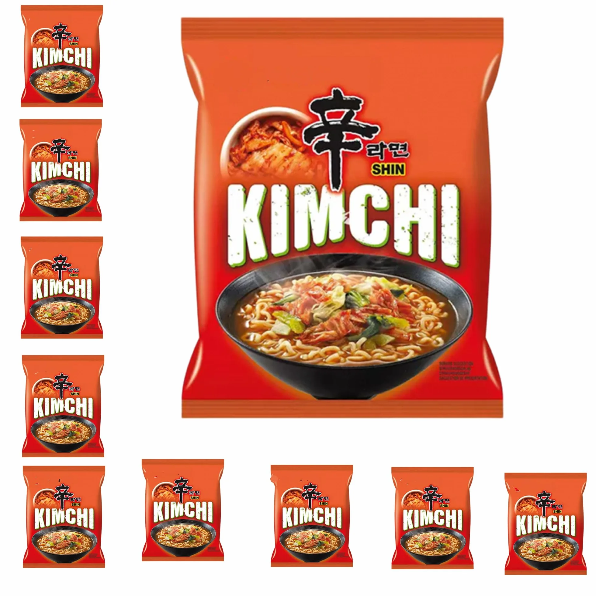 YIJIA Pack 10x120g Ramen Shin Coreanos con Kimchi Instant Noodle Fideos Corea