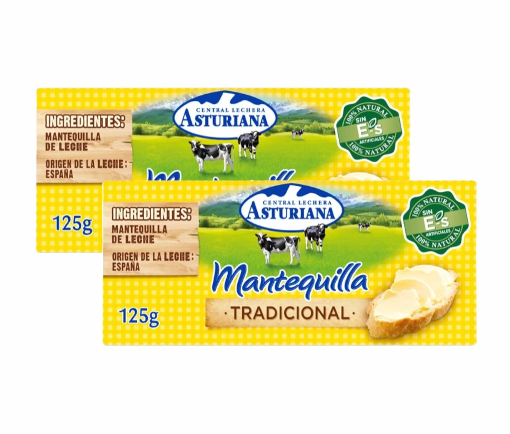 Mantequilla Central Lechera Asturiana 125g Pack 2 Tradicional Sin Lactosa