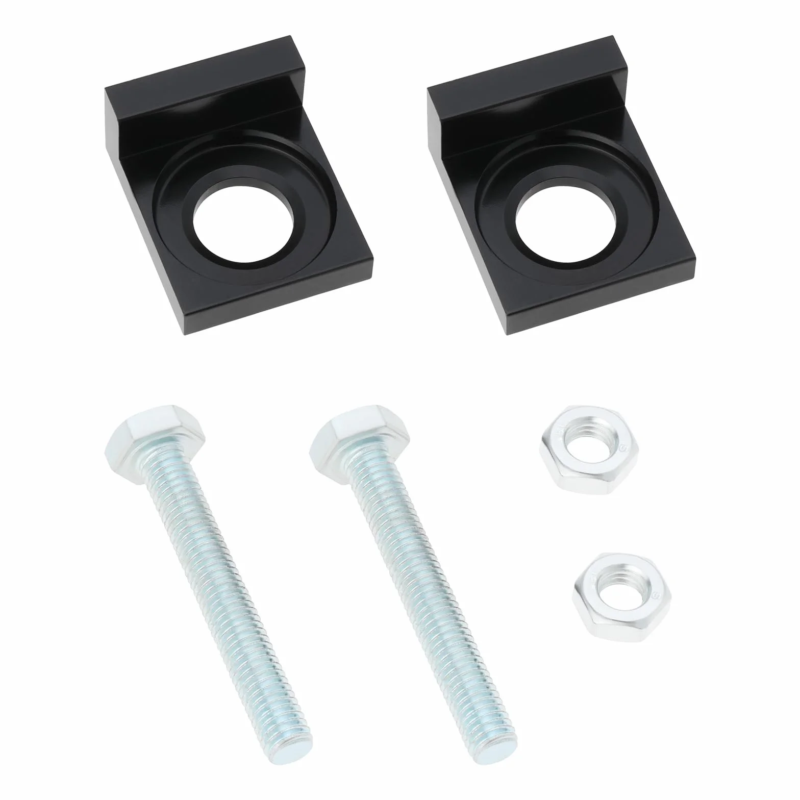 ECSiNG 2 piezas Tensor de cadena de motocicleta con agujero de 15 mm Ajustador de cadena CNC para bicicleta de motor de tierra Motocicleta 50cc 70cc 90cc 110cc 125cc Negro