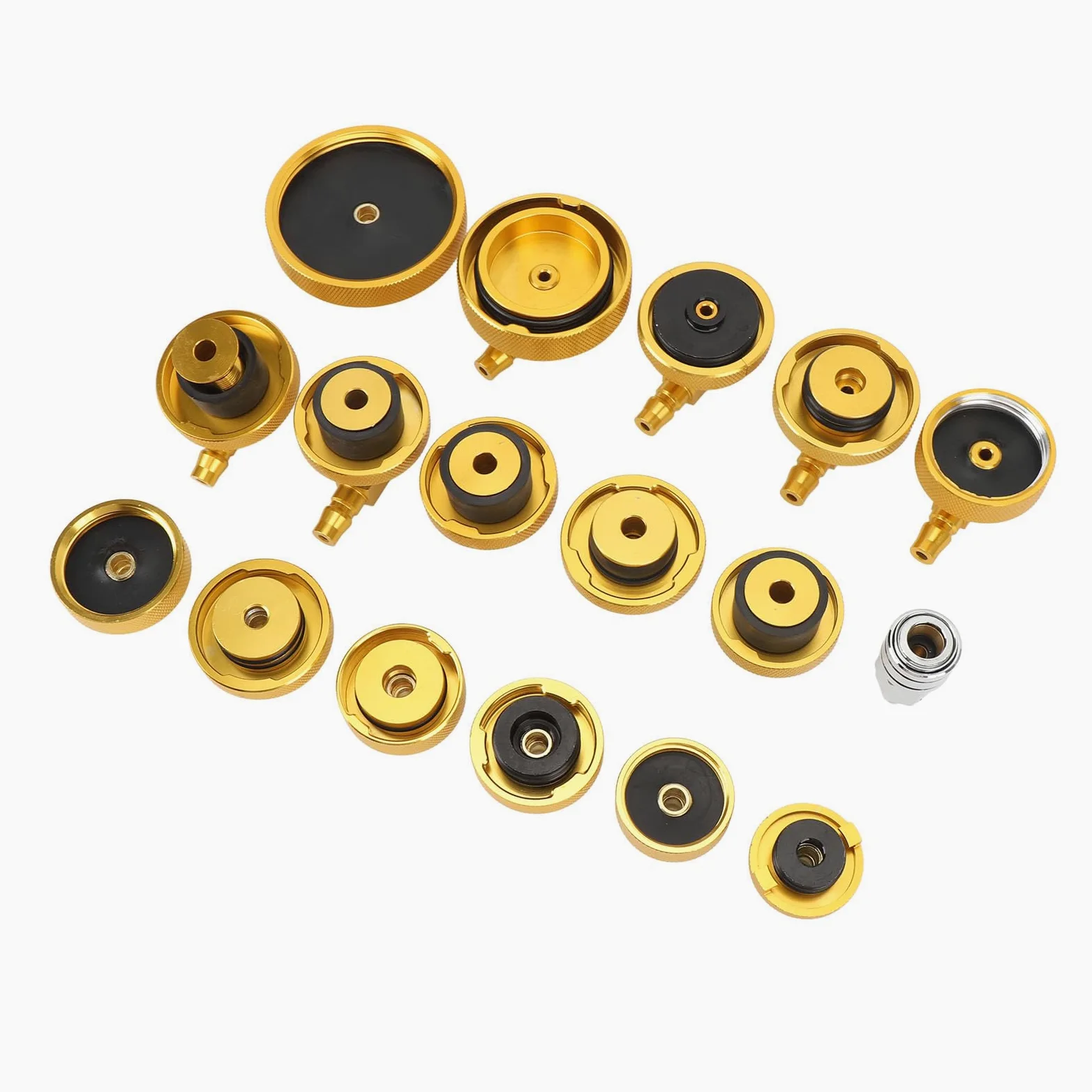 Keenso Kit Adaptador de Hemorragias de Fluido de Frenos de 17 Piezas, Conexión de Herramientas de Sangrado de Freno Eficiente, Adaptadores de Aluminio Establecidos para la Mayoría de