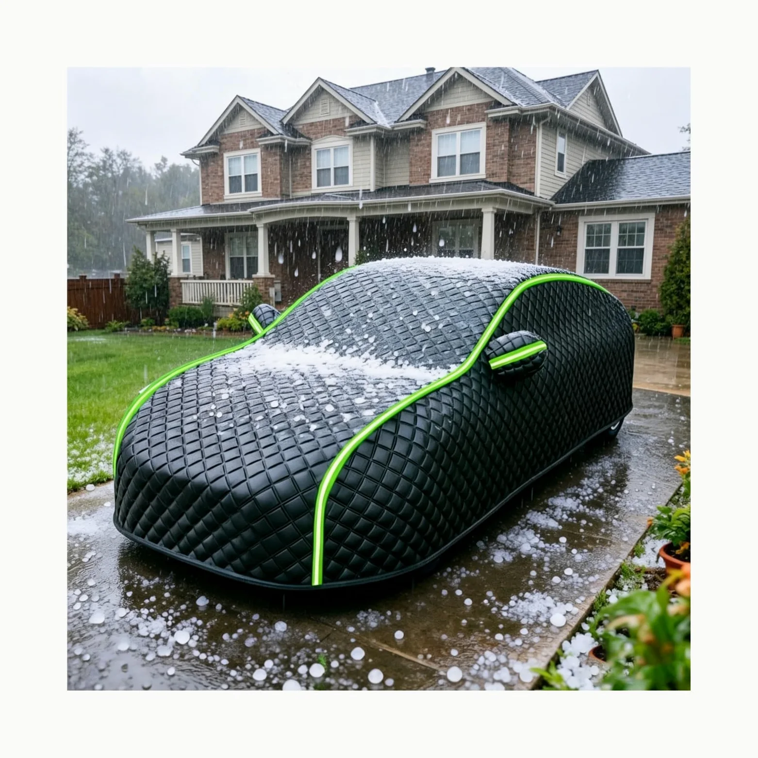 Funda Coche Antigranizo para Jeep Compass | Bloqueo UV Transpirable Funda Coche Anti-Granizo Oxford con Cuerdas Antiviento, Antiarayazos Anti-Polvo Nieve Impermeable