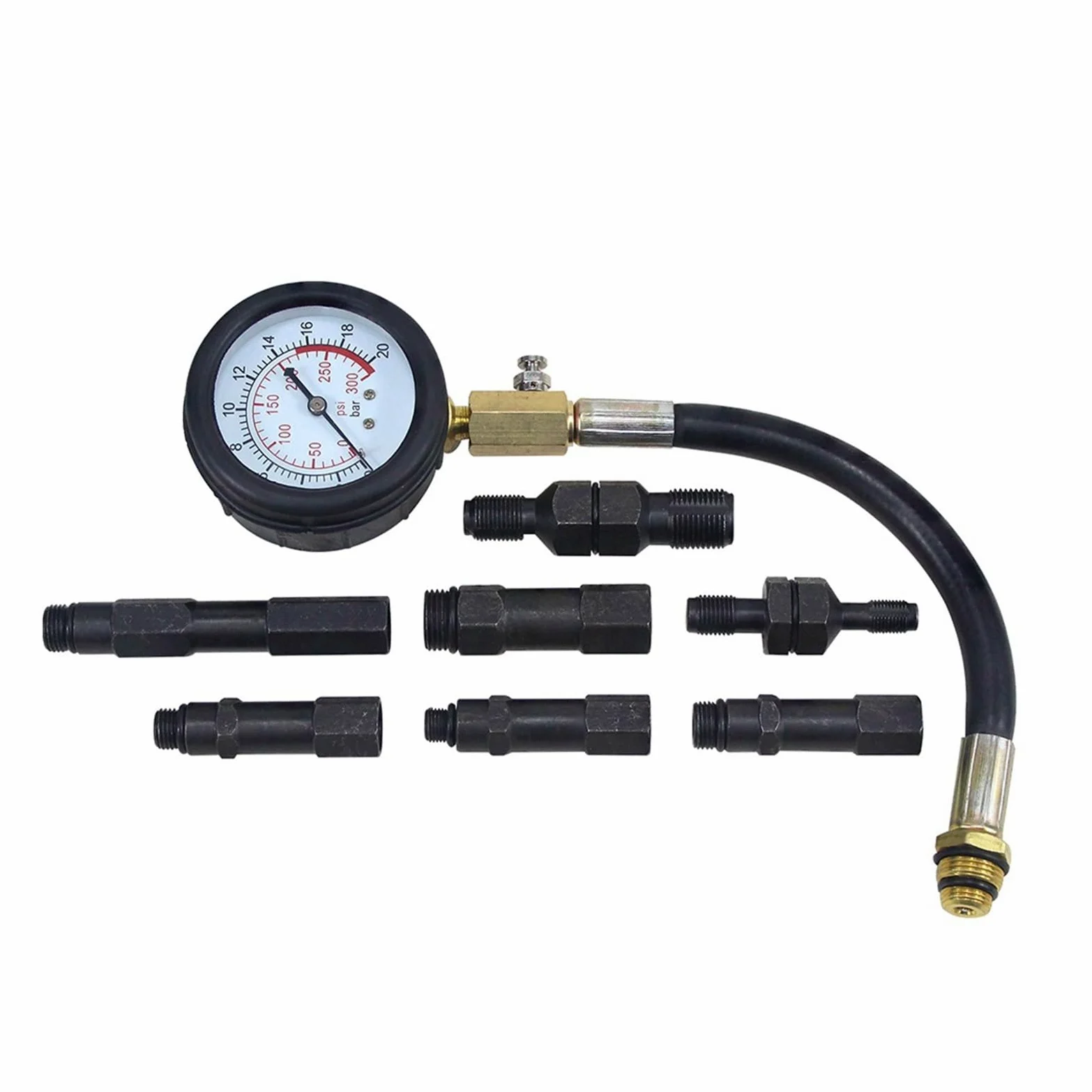 Medidor de presión cilindro gasolina con cuatro tamaños extractor bujías incandescentes herramienta probador manómetro compresión motor