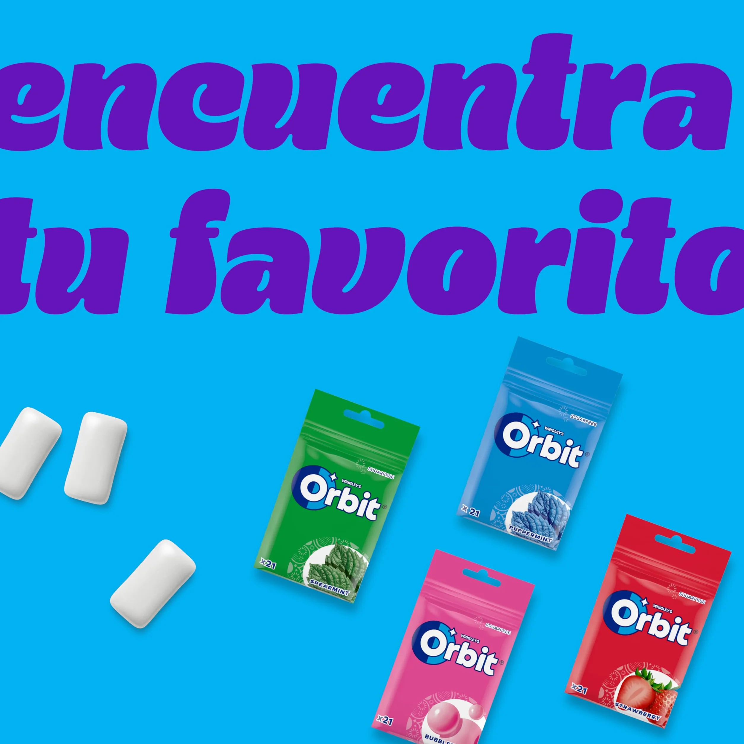 Orbit Bolsa de Chicles Sin Azúcar Sabor Menta Fresco Intenso Larga Duración 21 Chicles