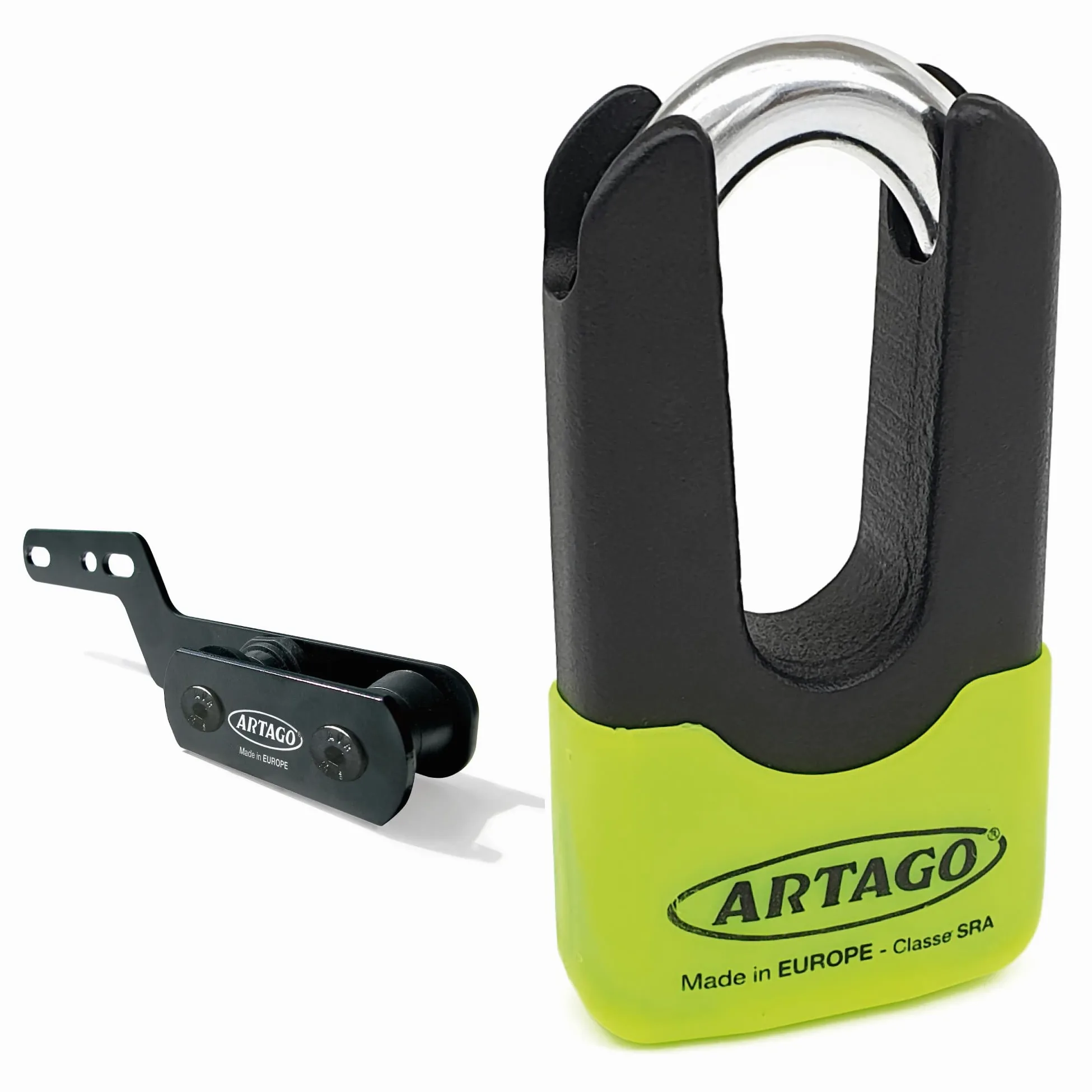 Artago 69X7 Pack Candado Antirrobo Disco Alta Seguridad + Soporte para Honda CB650F y CBR650F, Homologado Sra, Sold Secure Gold, ART4