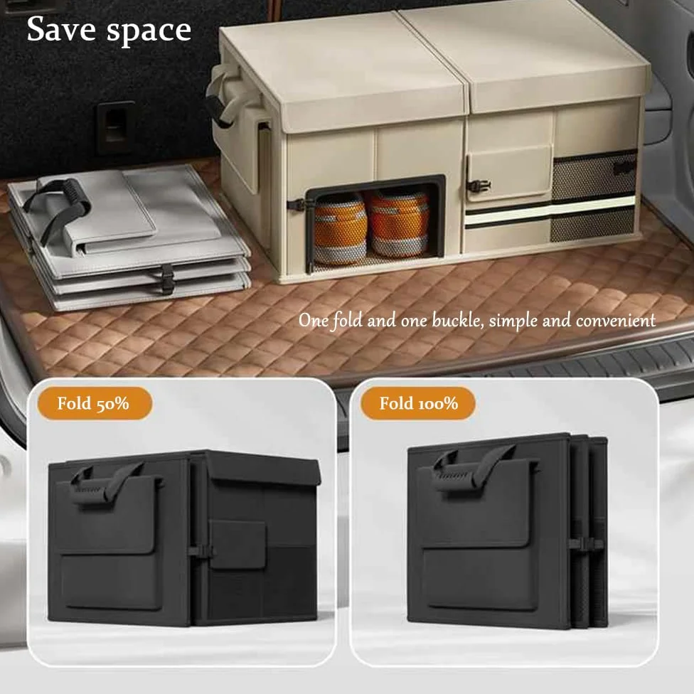 Organizador de maletero de coche, plegable, impermeable, organizador de carga multicompartimento, capacidad de 60 litros para almacenamiento automotriz y organización de vehículos