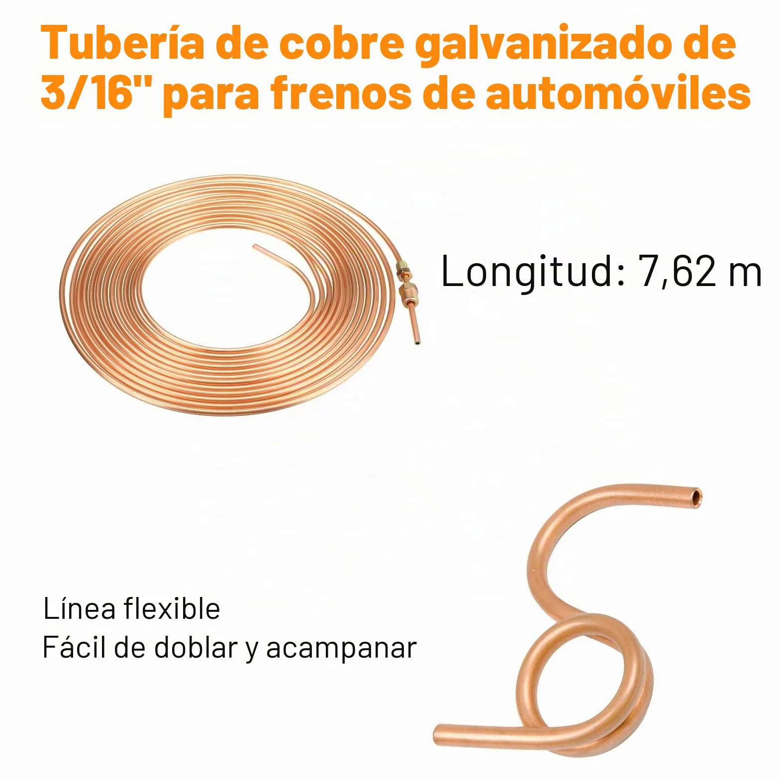 Kit de herramientas para ampliar las líneas de freno, línea de freno de acero 7,6 m, diámetro 4,75 mm, con 16 accesorios + 5 conectores, ideal para sistemas de frenos hidráulicos de coche
