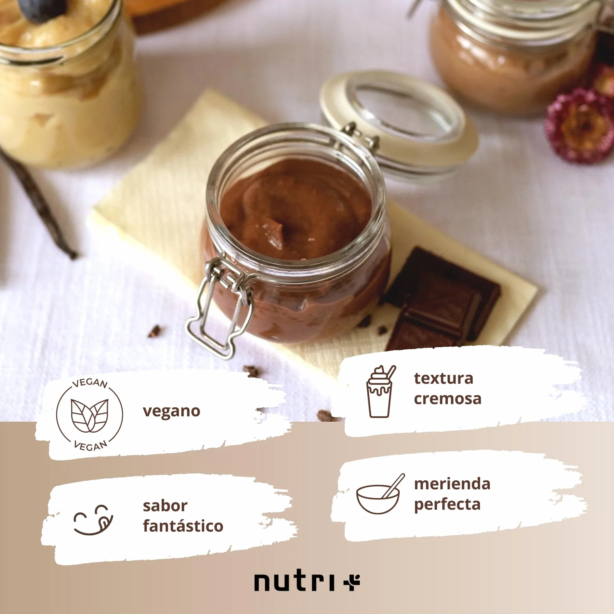 Pudin proteico Chocolate vegano 400 g 24 g Proteínas por Ración alto en Proteínas sin Lactosa y Gluten