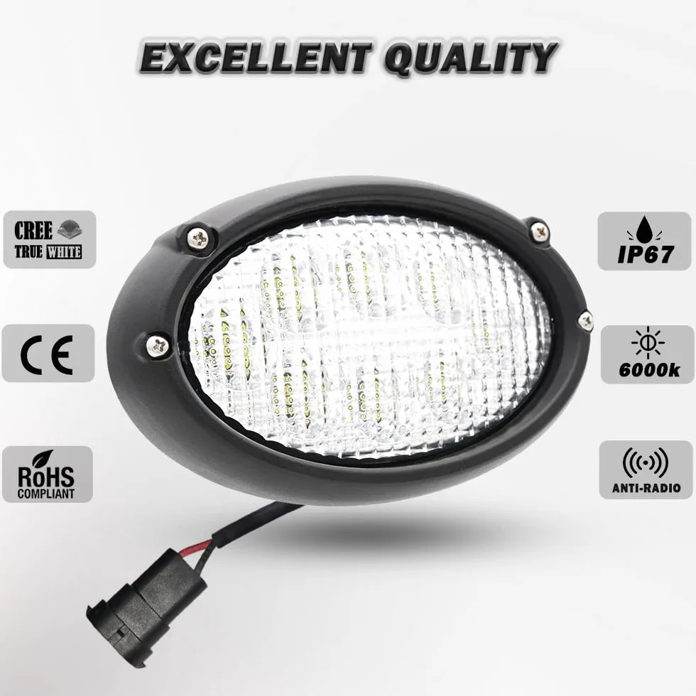 40 Vatios Faros Led Ovalados Tractor 12V 24V 3200lm Con Conector Compatible con Massey Ferguson Fendt Challenger