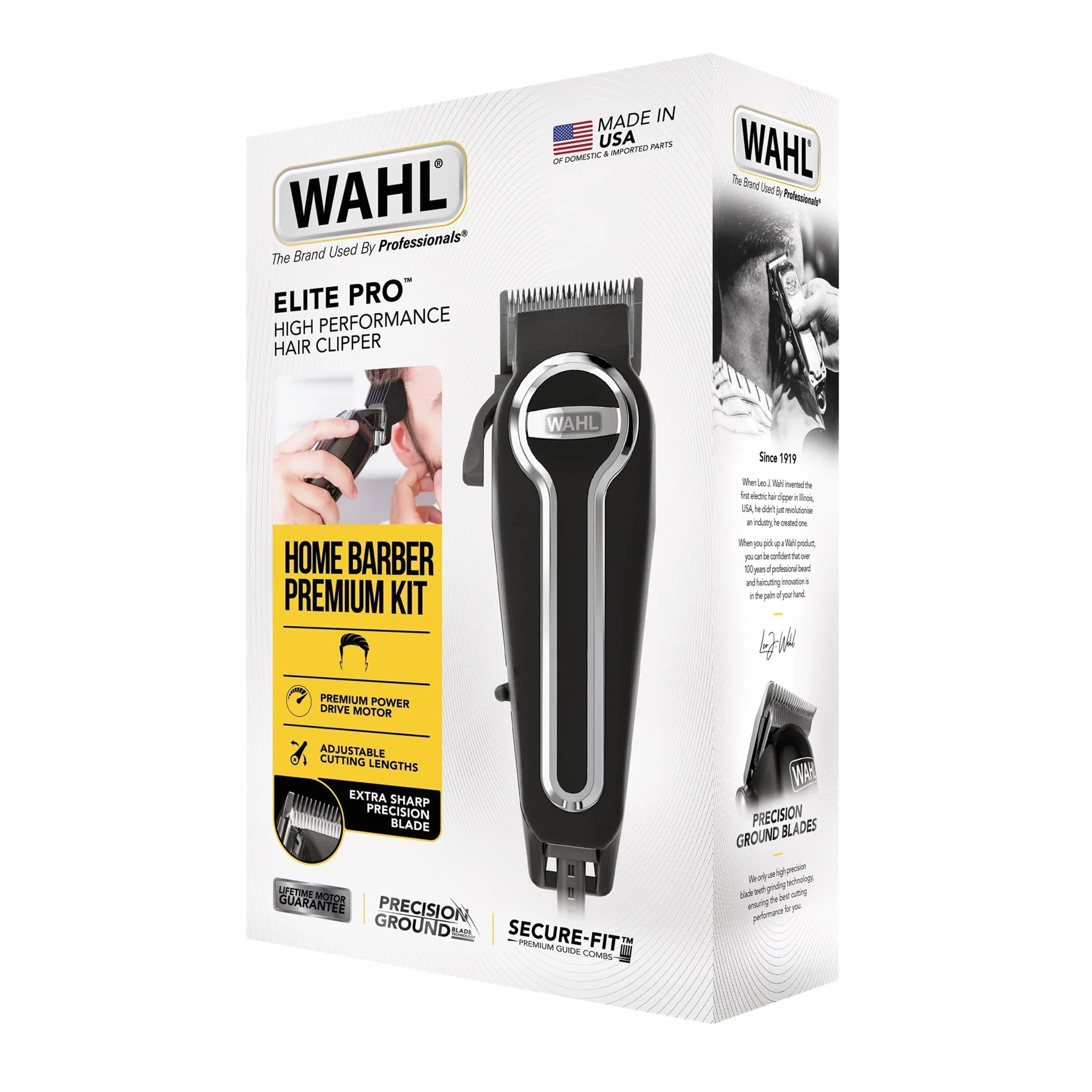 Wahl Cortapelos Elite Pro con Cuchillas Autoafilables de Precisión y Peines Secure Fit Premium