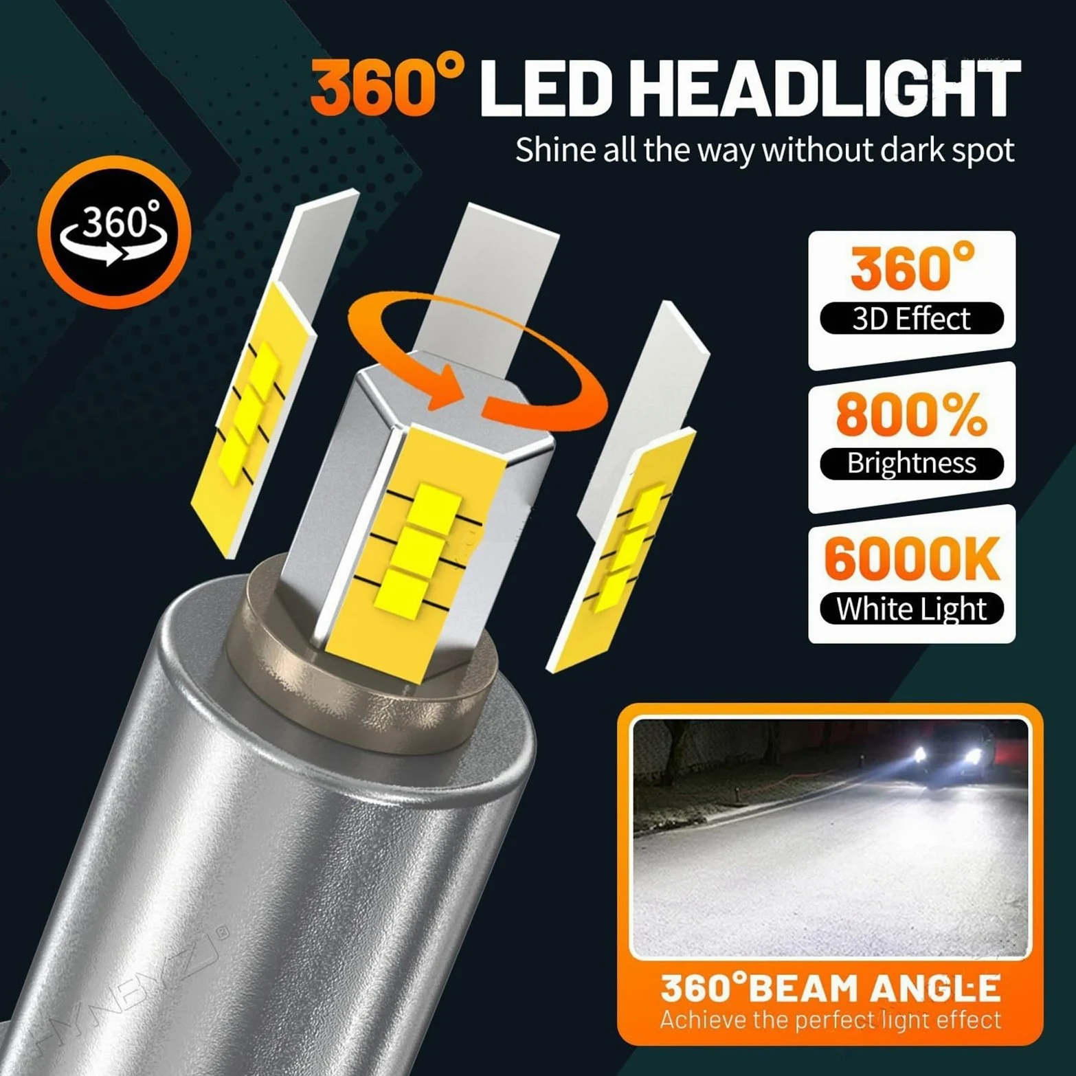 Bombilla LED H7 Bombilla De Faro LED H11 9005 Bombilla Coche | 9006 HB3 HB4 1200W 12 Lados CSP Chip Coche Auto Diodo 360 Turbo