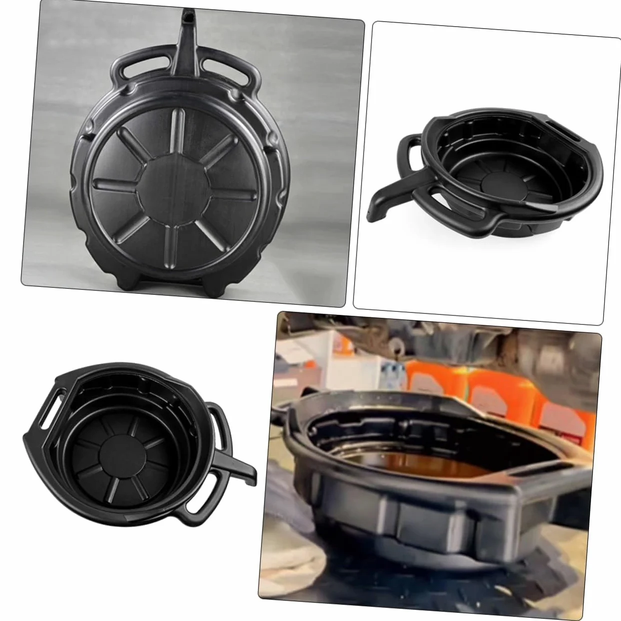 Healeved Bandeja De Goteo para Cambio De Aceite 2 Piezas (10l y 15l) En PE Duradero para Taller Automotor, Almacenamiento De Residuos De Aceite, Mantenimiento De Vehículos