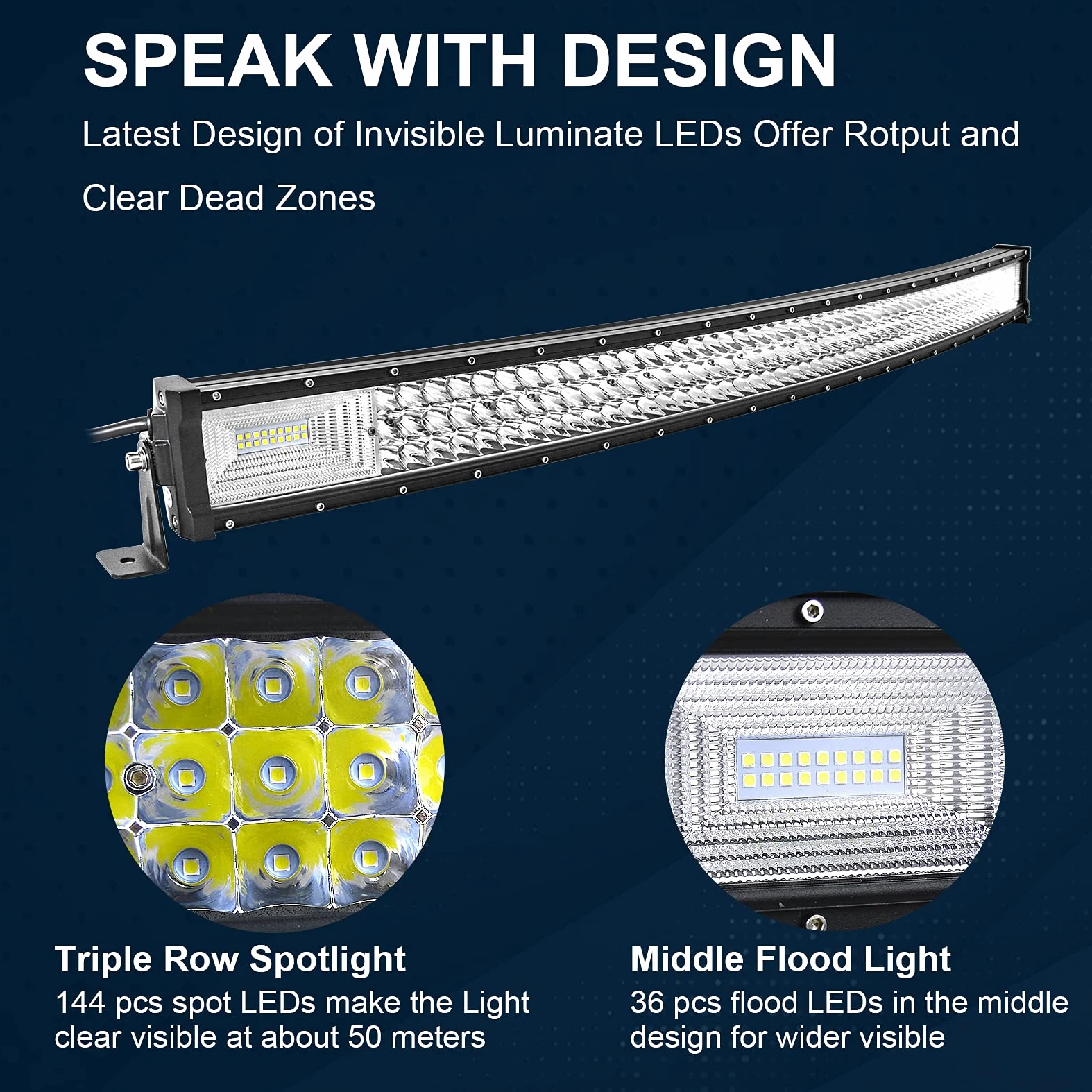SKYWORLD Barras de luz LED curvadas, 42 pulgadas 106.7 cm 540W Combinación de inundación de punto de triple riga Viga Luz de niebla de conducción todoterreno para camión todoterreno 4WD ATV 4x4 Pickup