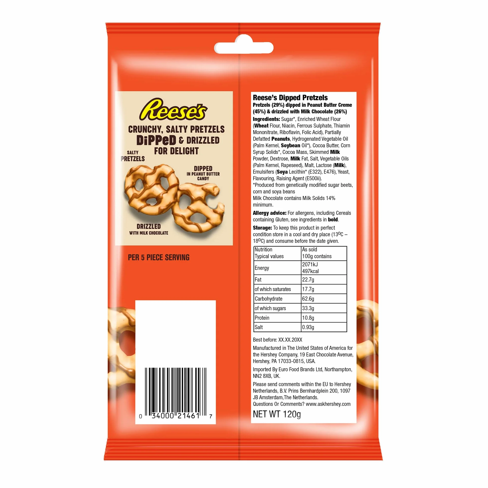 Reese Pretzels sumergidos 12x120g