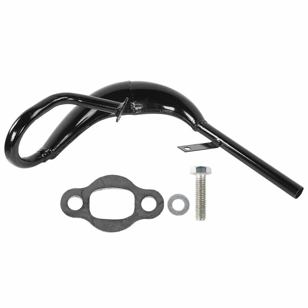 Alomejor Silenciador de Tubo de Escape de Bicicleta, silenciador de Escape de Tubo de Motor de Gas de Bicicleta para Motor de Dos Tiempos 50CC 60CC 80CC(Negro)