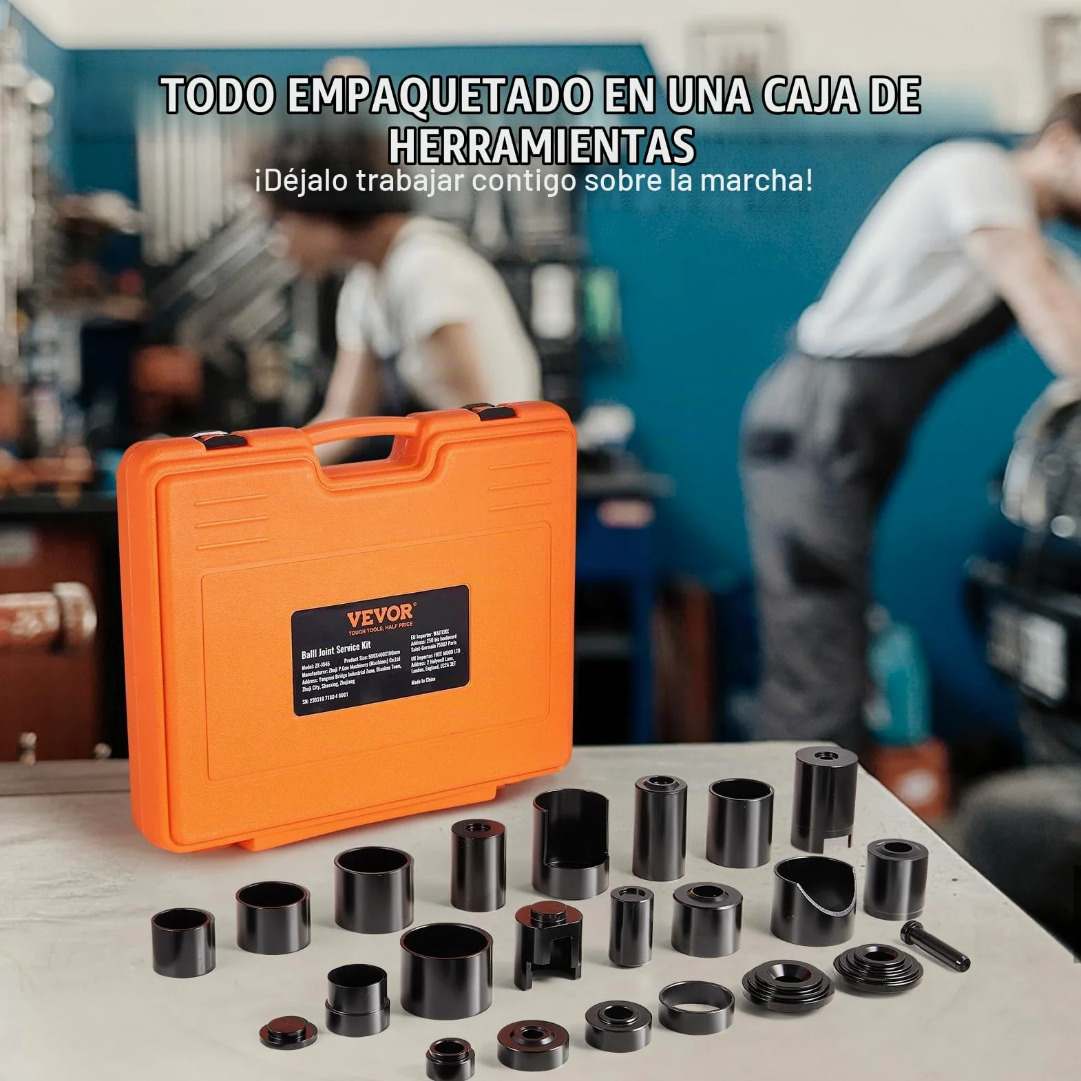 VEVOR Extractor de Rótulas 25 Piezas Extractor de Rótulas de Acero con Adaptadores de Varios Tamaños Kit de Extracción e Instalación de Rótulas U-Joint Pasador de Anclaje de Freno Vehículos 2WD 4WD
