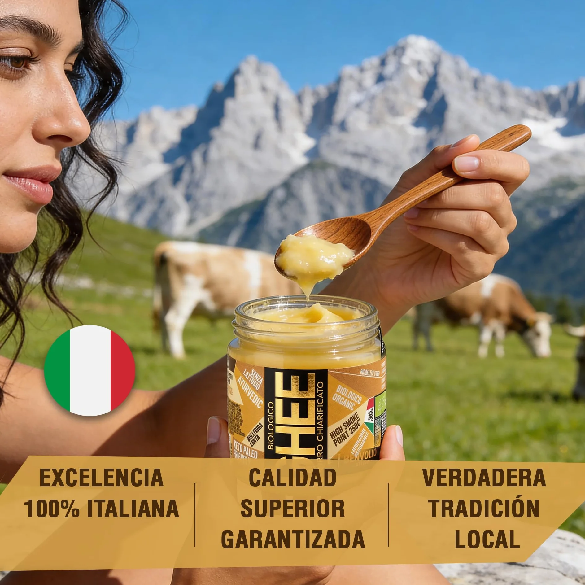 Benvolio Ghee Mantequilla Clarificada Ecológica 180g Italiana Sin Lactosa Alto Punto de Humo 250°C