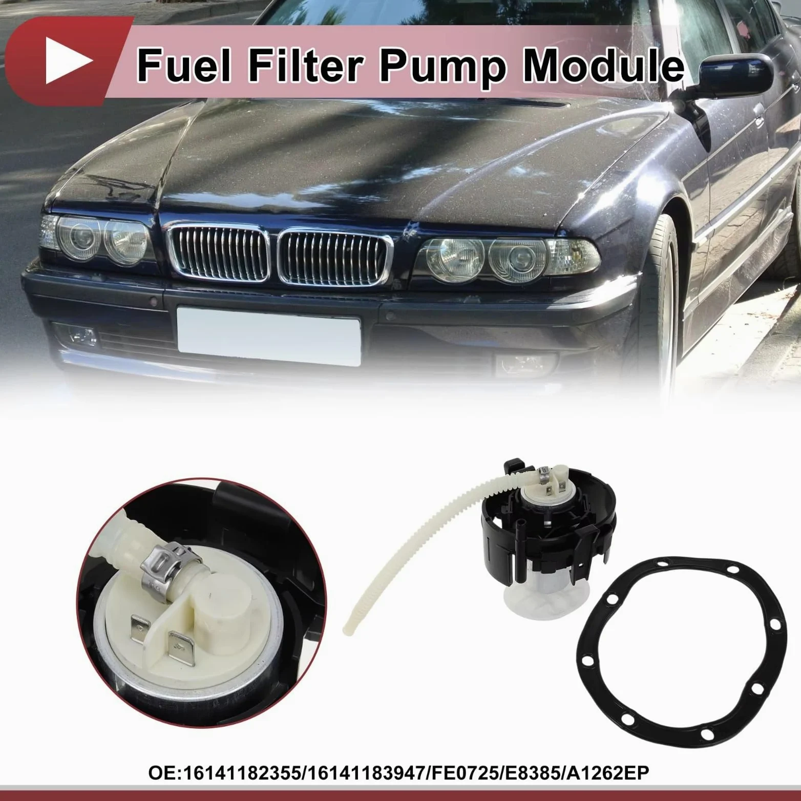 Módulo Bomba De Combustible Módulo De Filtro De Conjunto De Bomba De Combustible Con Colador Compatible Con Para 750iLP 740iLP Sedan Automático 1999 2000 2001 16141182355