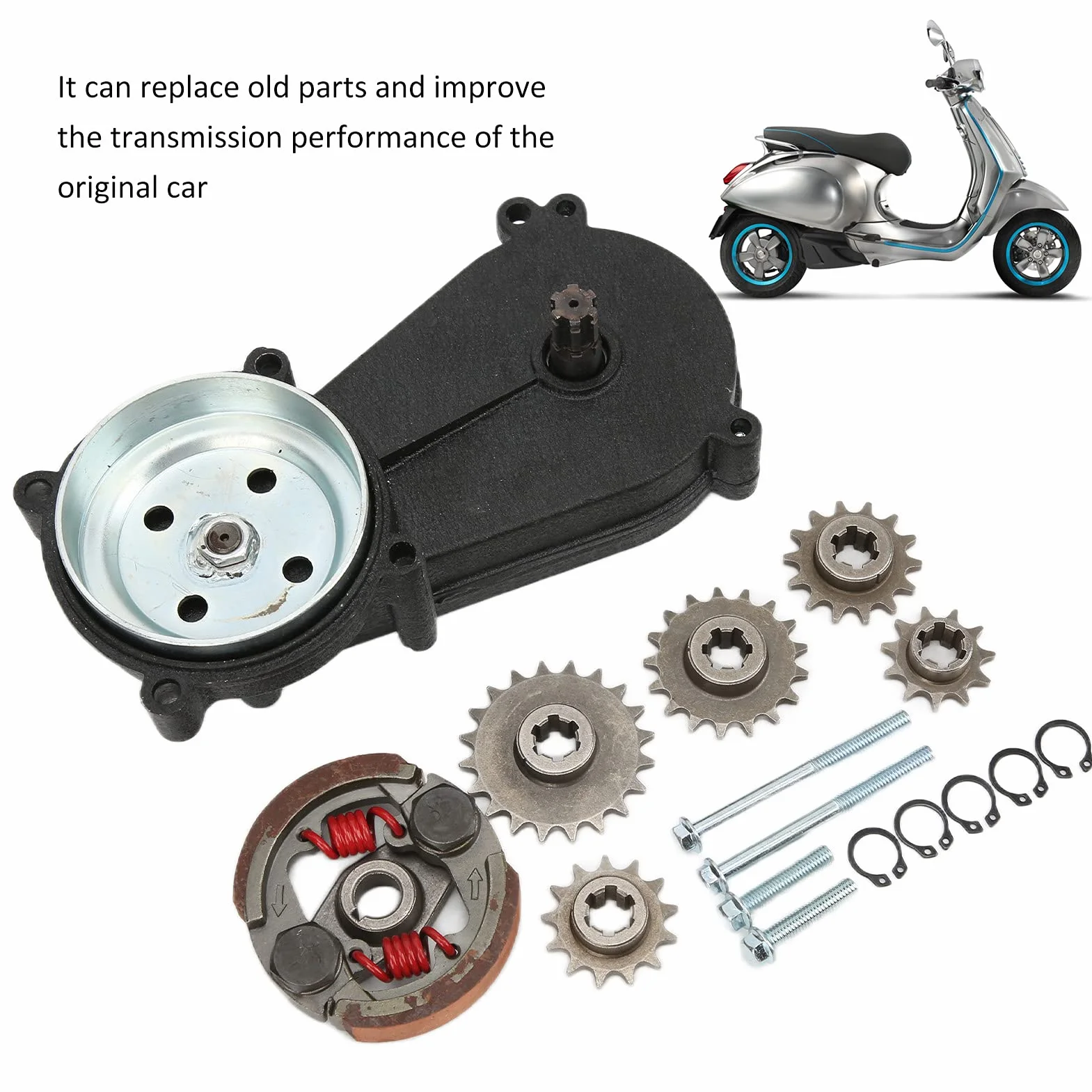 Akozon Kit de Transmisión de Engranajes Caja de Transmisión de Engranajes Reemplazo para 43 47 49 2 Tiempos Pocket Mini Bike Scooter ATV