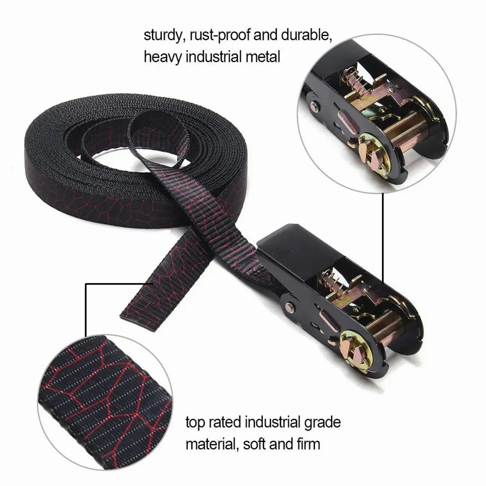 Correas de Trinquete Resistentes 4 Uds cuerda de tensión for coche correas de trinquete correas de amarre 5/6M x 25mm bolsa de equipaje correa de amarre de carga hebilla de Metal cinturón de trinquete