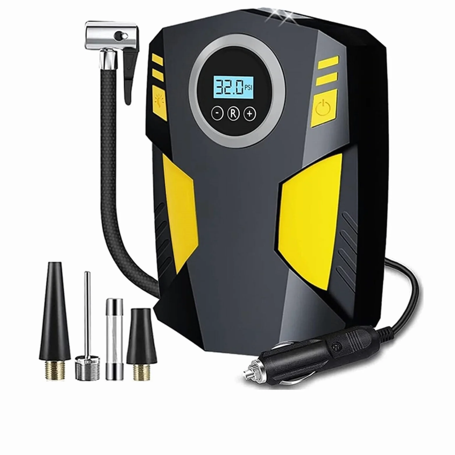 Inflador Ruedas Coche Inflador de neumáticos de Coche portátil Portable Electric Air Compressor | Compresor de aire de 12 V CC con pantalla digital y luz LED