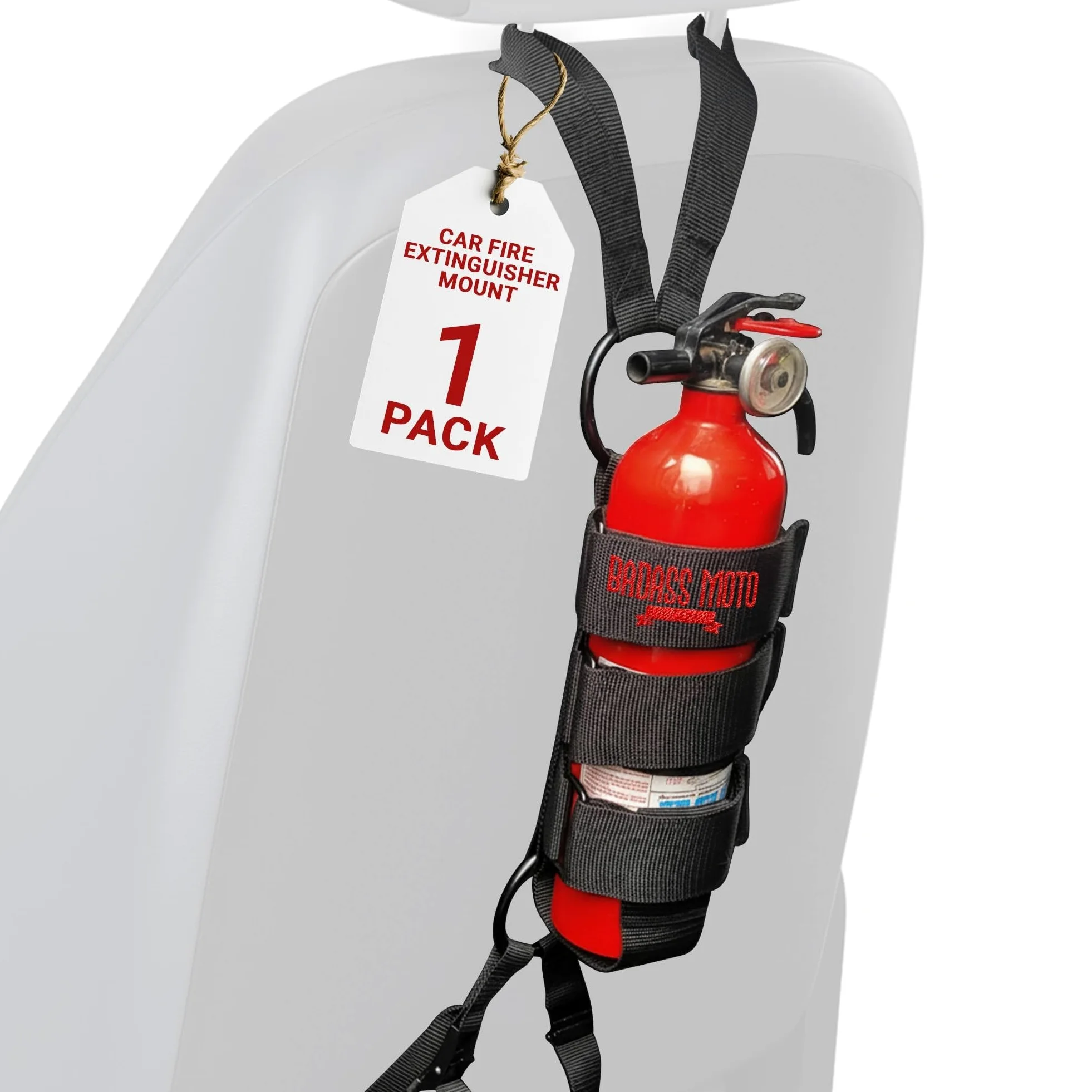 Badass Moto Soporte Universal para extintor de Incendios para automóvil, camión, SUV. Soporte Universal para extintor de Incendios para Asiento de Coche. Se Adapta al Soporte de extintor de Incendios