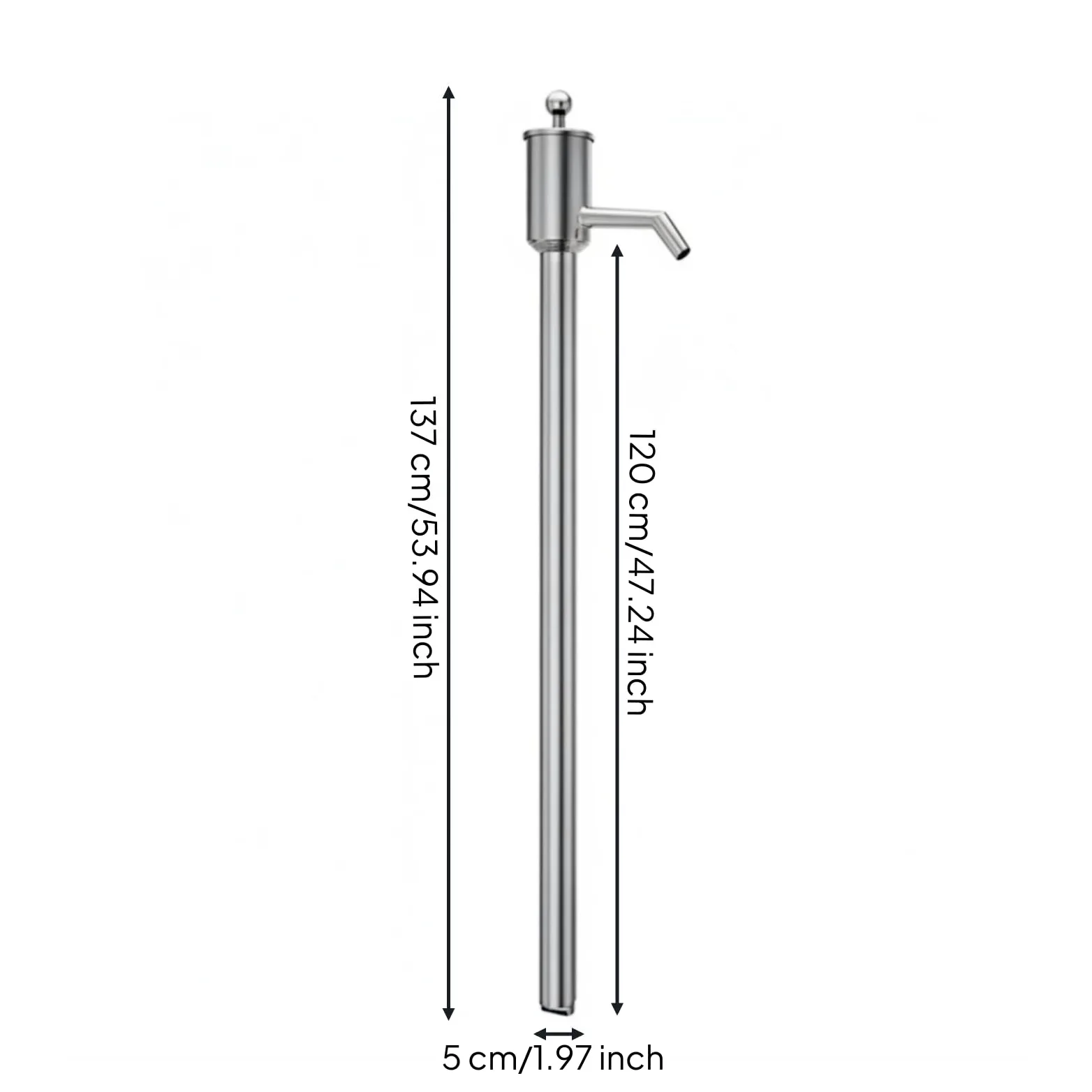 Extractor Aceite Manual Material Resistente Acabado Plateado Extractor Aceite Acero Inoxidable Herramienta Industrial para Bidones, 120cm, Bomba De Aceite De Tubo Recto Grande