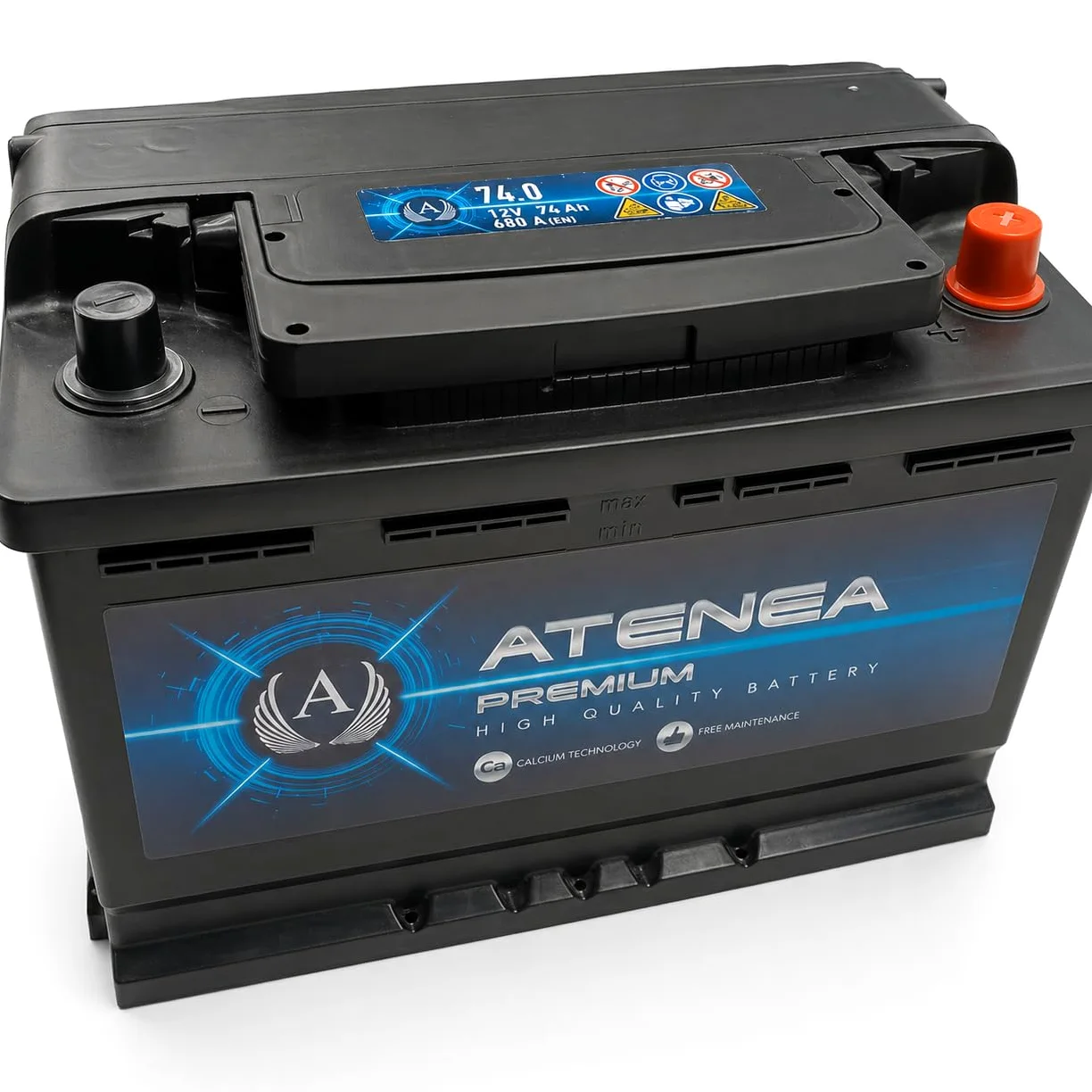 Batería Coche 12V 74Ah 680A (EN) Atenea Premium AT740 Arranque Standard, sin Start-Stop